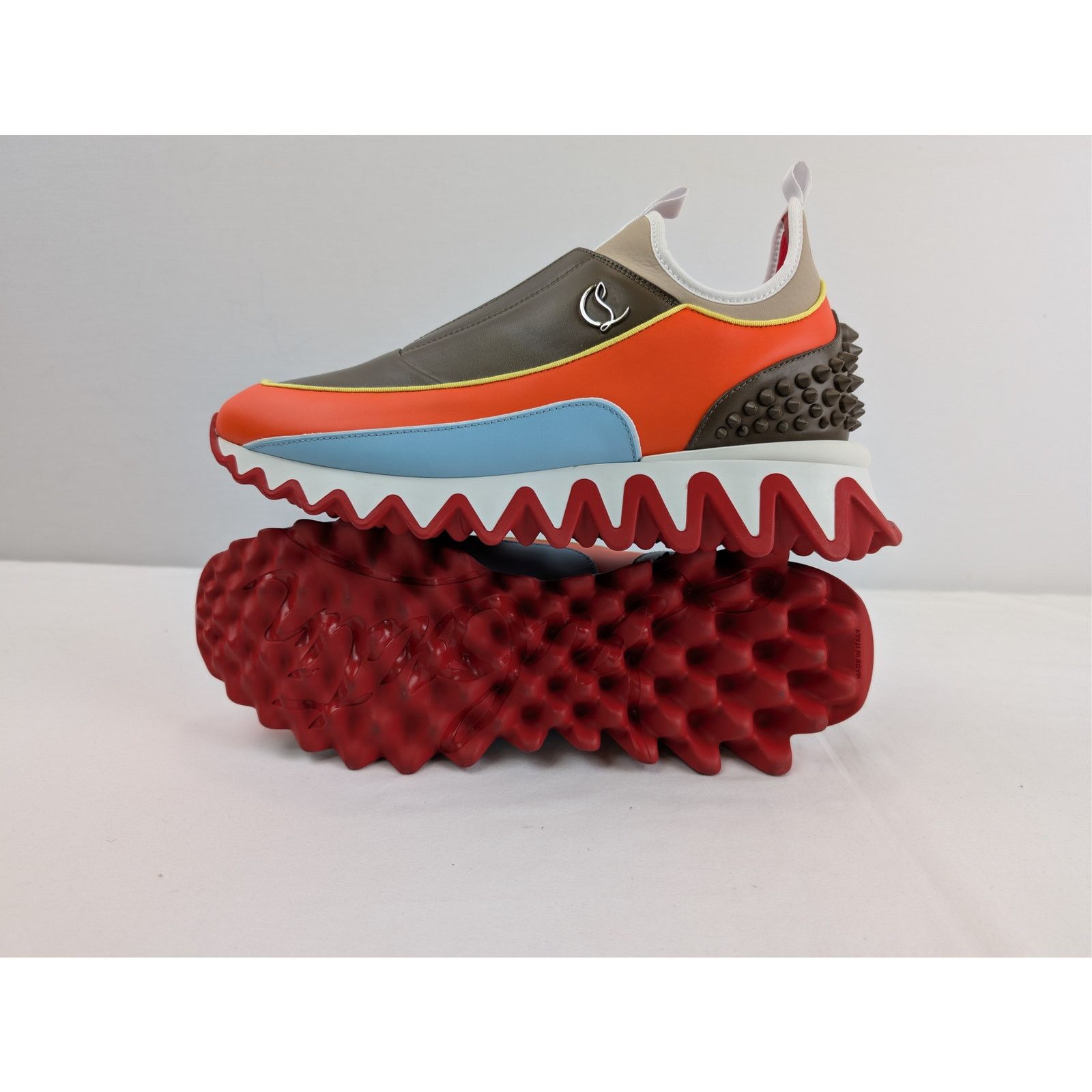 Christian Louboutin o1rshd1 Sharkyloub SP Spikes Flat Shoe Sneakers Multicolor Size US 10 / EU 43 - 1 Thumbnail
