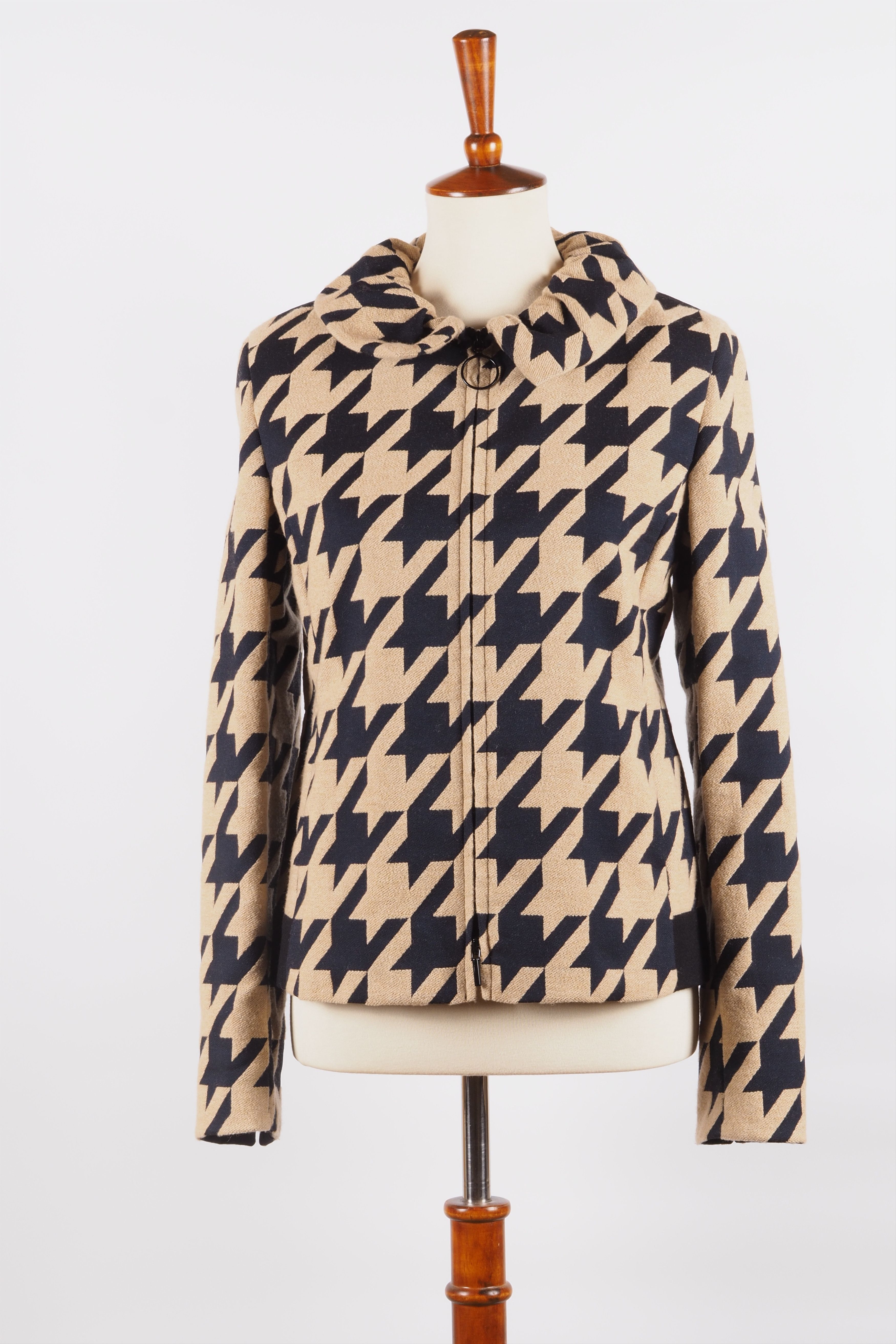 Akris Akris Beige Black Wool Houndstooth Jacket Size M / US 6-8 / IT 42-44 - 5 Thumbnail
