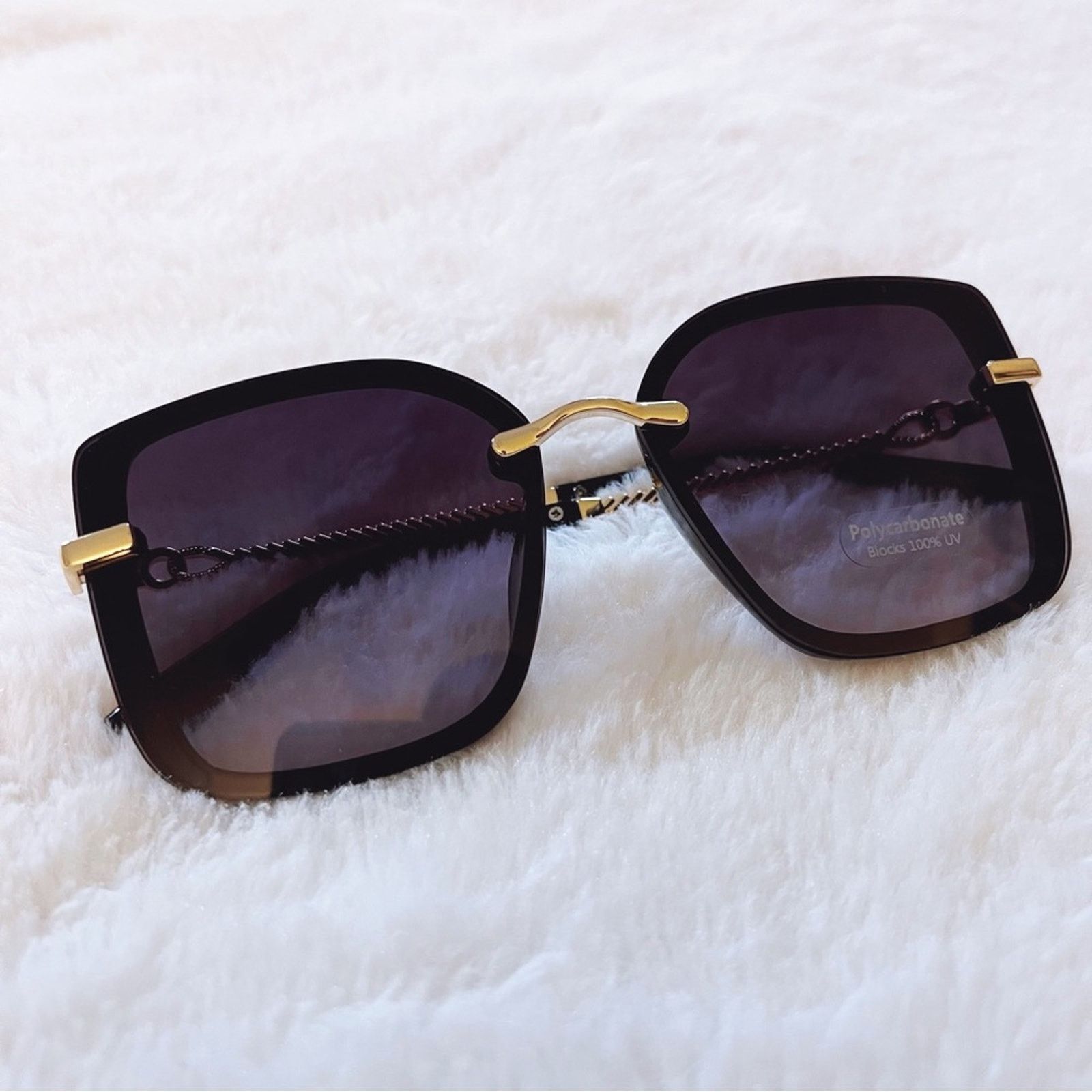 Other Gia Black Elegant Chain Link Oversized Sunglasses Size ONE SIZE - 4 Thumbnail