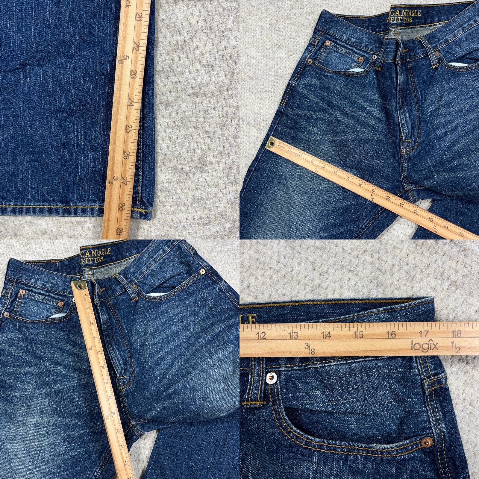 American Eagle Outfitters VINTAGE American Eagle Jeans Men Slim Fit 33x30 Straight Dark Wash Blue 5-Pocket Denim Jeans Mens Size US 33 - 8 Thumbnail