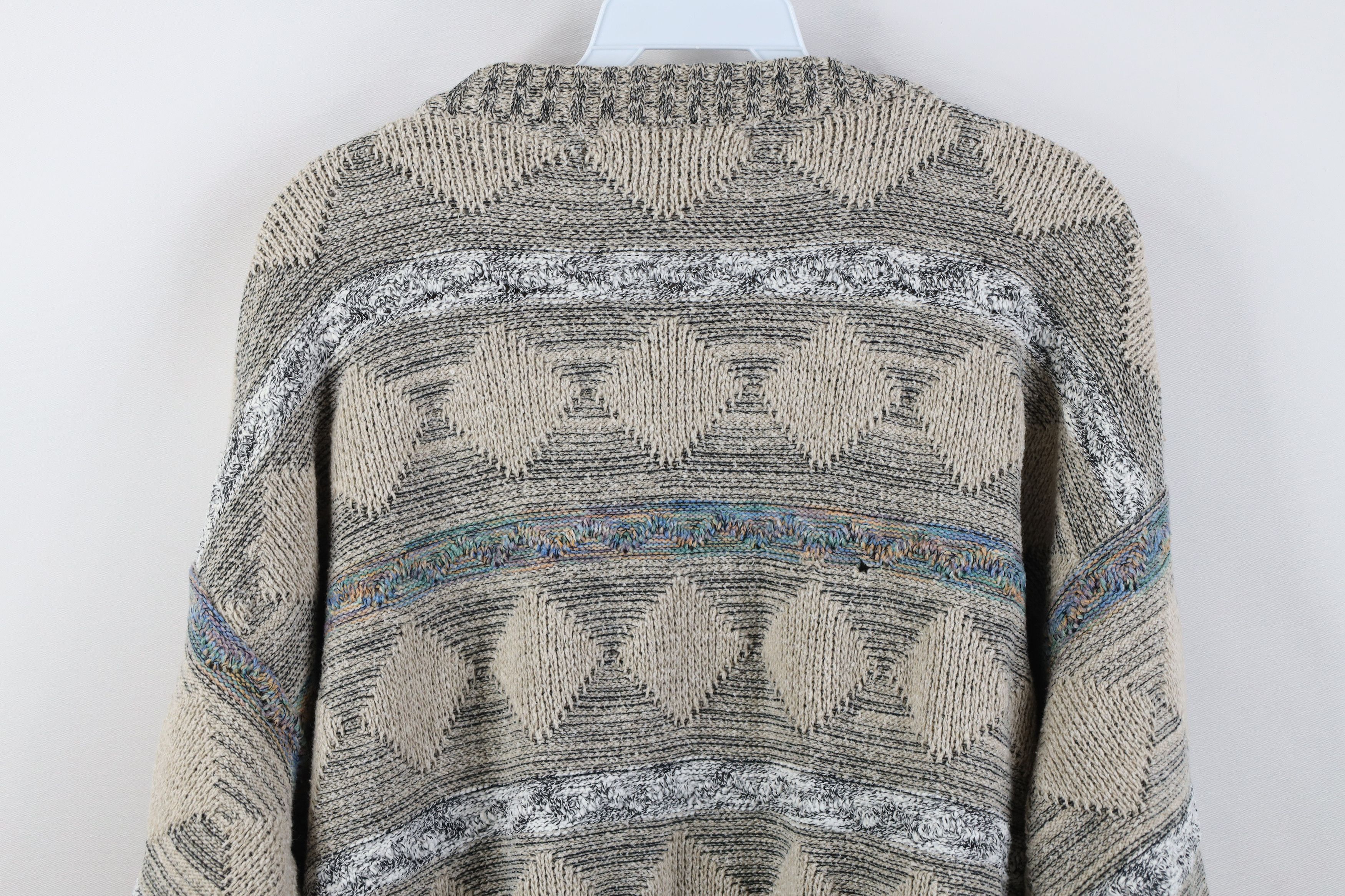 Vintage Vintage 90s Streetwear Striped Diamond Knit Crewneck Sweater Size XL / US 12-14 / IT 48-50 - 9 Thumbnail