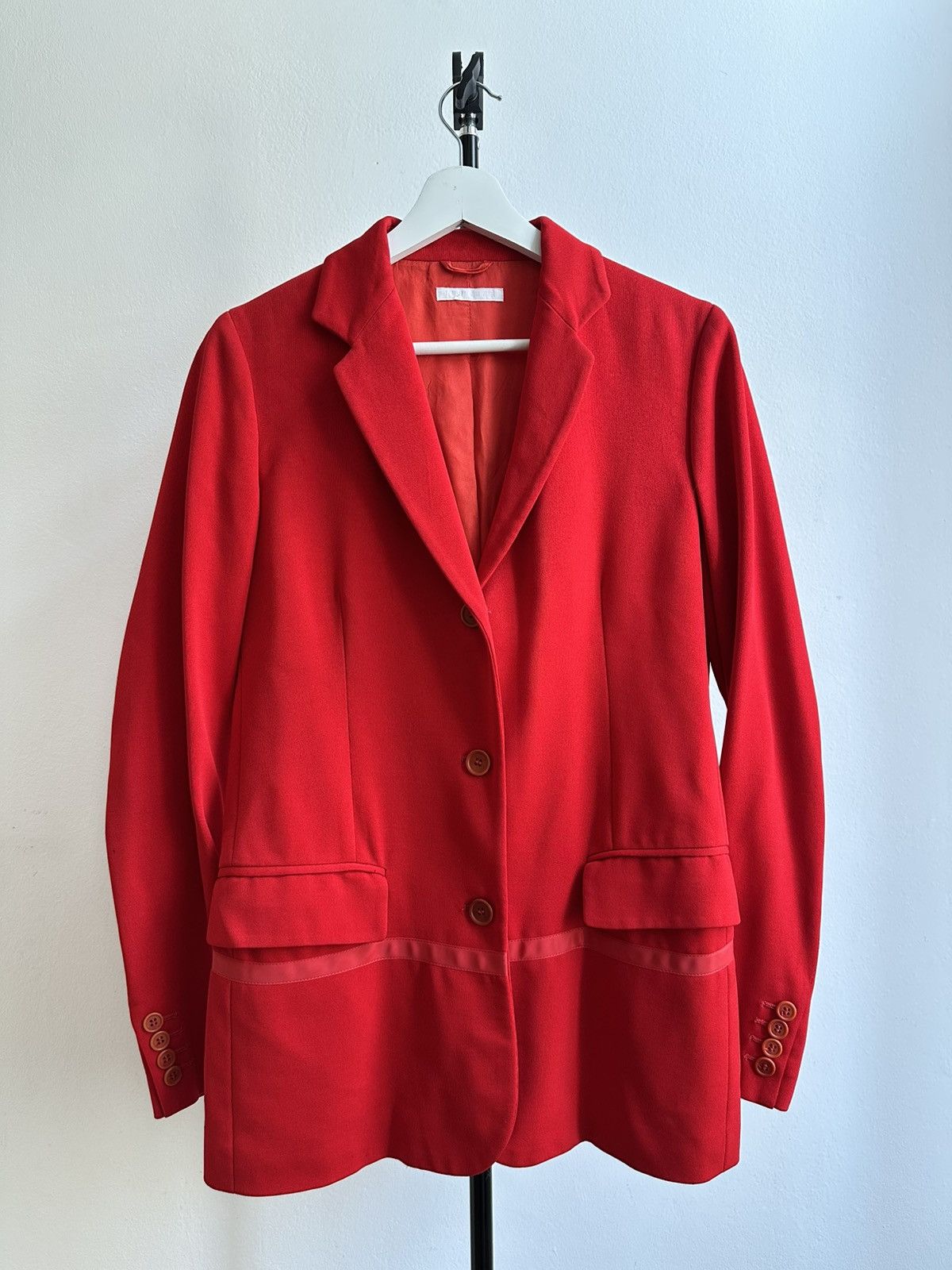 Helmut Lang Helmut Lang 1990s Runway Rare Archive Red Classic Blazer Size M / US 6-8 / IT 42-44 - 1 Thumbnail
