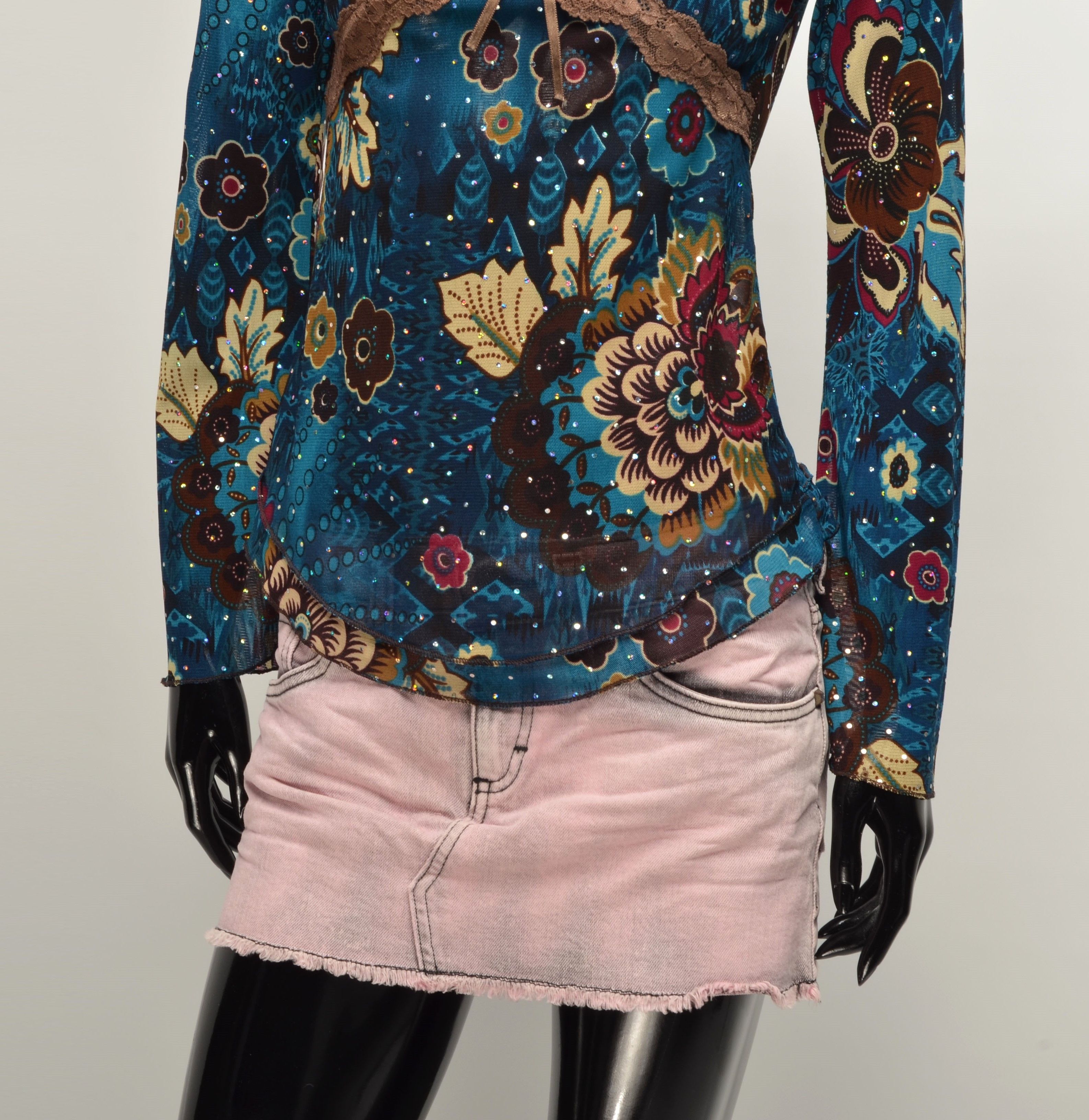 Vintage Vintage Y2K French Mesh Long Sleeve Top Blouse Size XS / US 0-2 / IT 36-38 - 3 Thumbnail