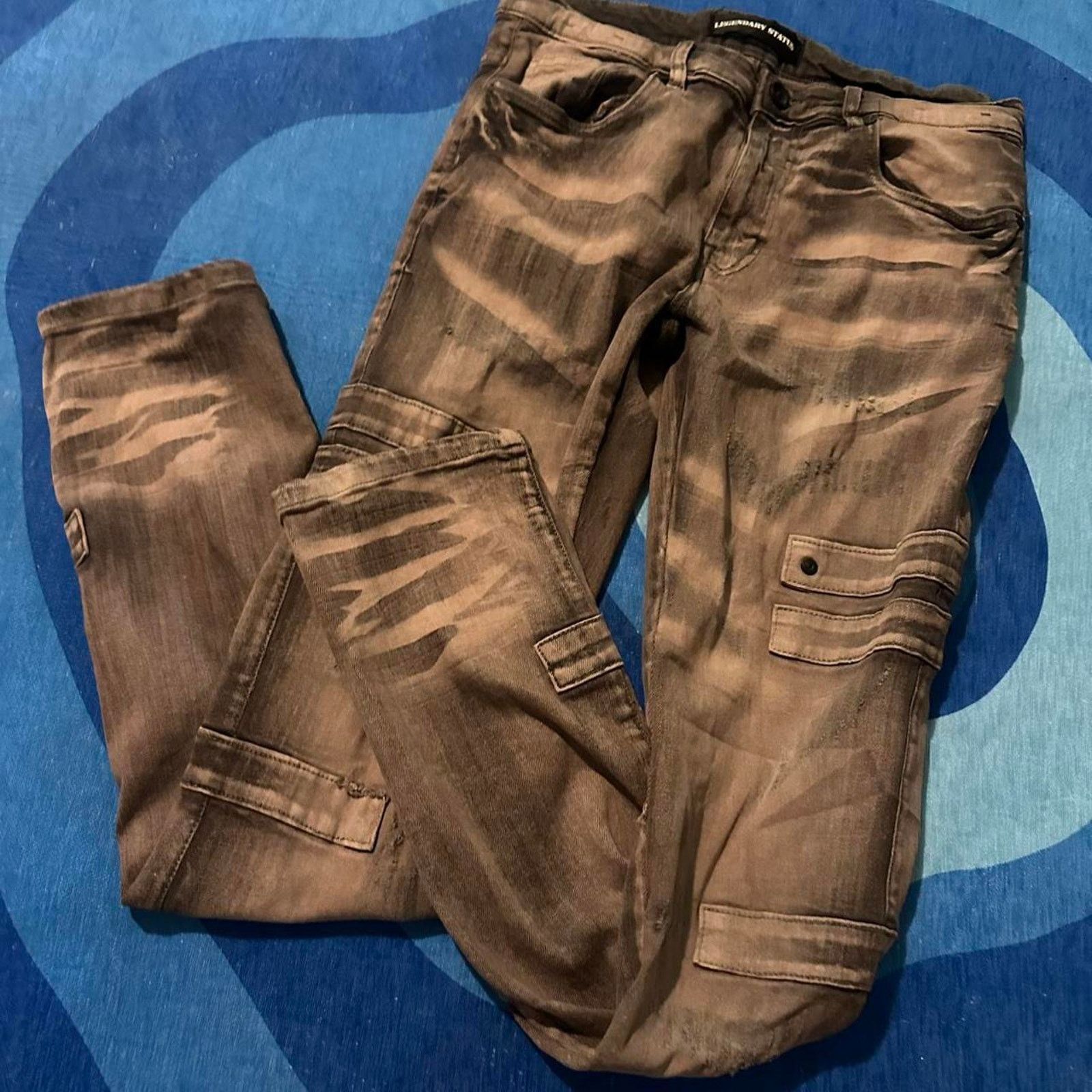 Other Legendary Status Distressed Bleach Wash Cargo Jeans Size US 30 / EU 46 - 7 Thumbnail