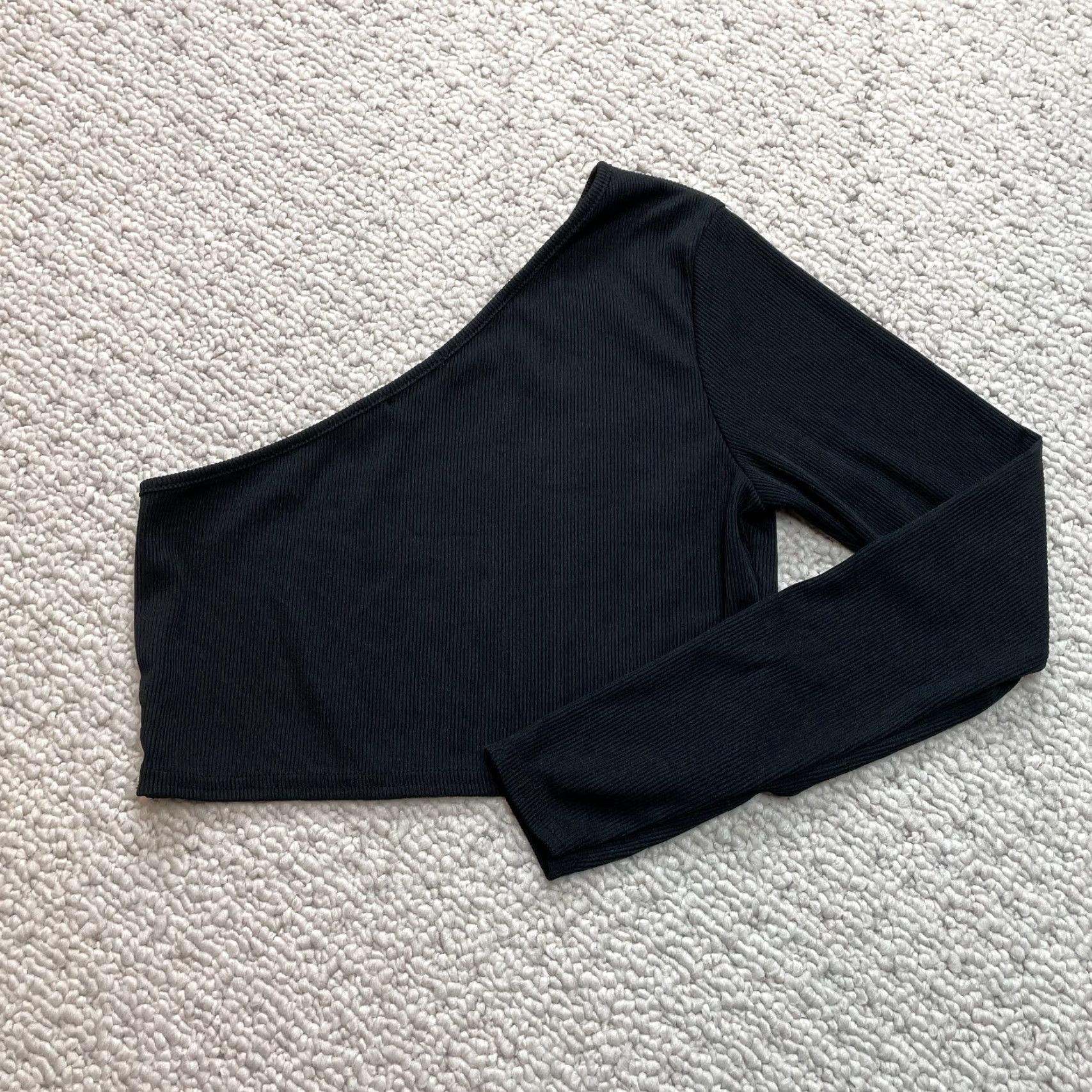 Boohoo VINTAGE Boohoo Cropped Top Womens 6 Ribbed Asymmetric One Sleeve Black Stretch Shirt Regular Size 6 Womens Girls Mens Size M / US 6-8 / IT 42-44 - 8 Thumbnail