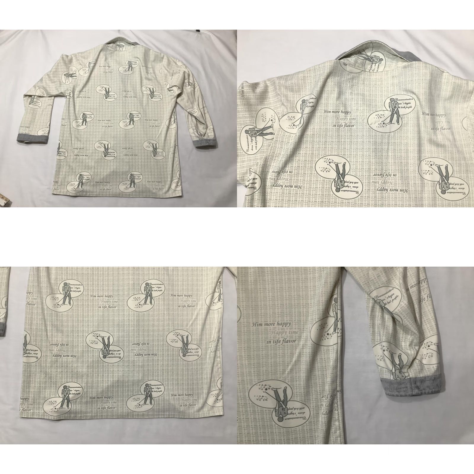 Vintage SHEYCHENKO Pajama Top Mens 2XL Beige Golf Print Button Front Long Sleeve Lounge Size US XXL / EU 58 / 5 - 8 Thumbnail