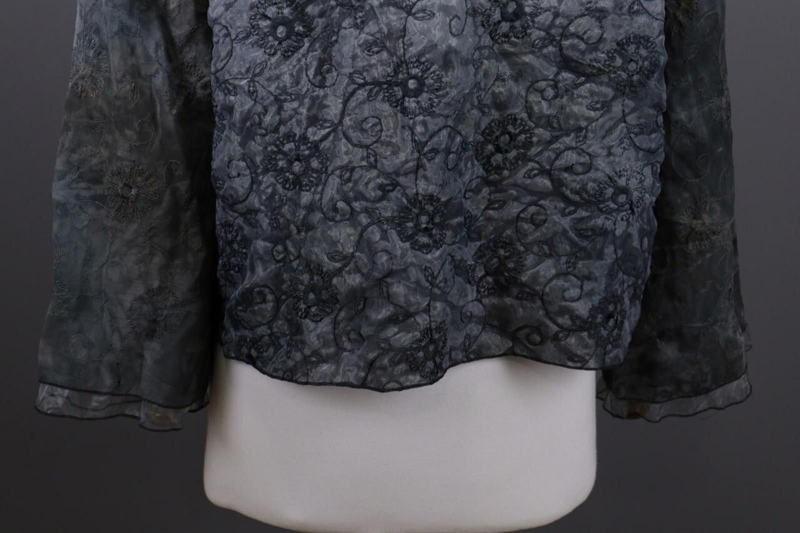 Designer Absolut By Zebra Gray Floral Button Down Jacket Size 2 / M Size XS / US 0-2 / IT 36-38 - 11 Thumbnail