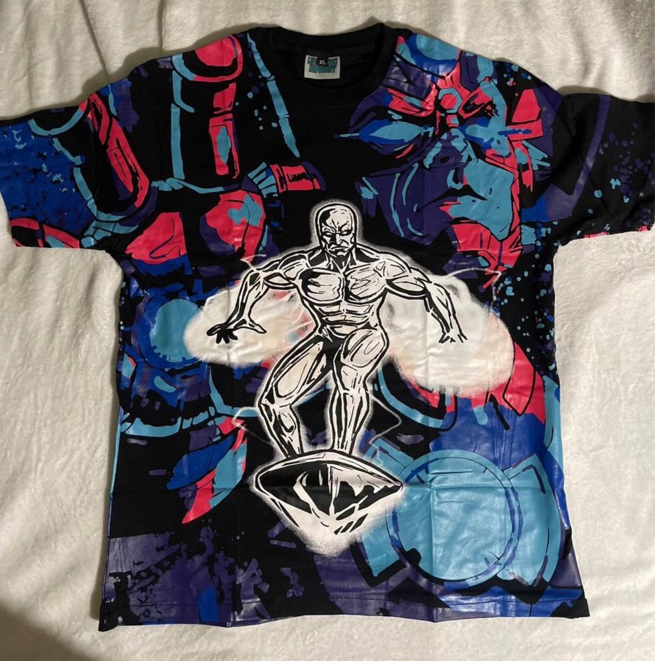 image of Vintage Silver Surfer Galactus Shirt XL in Black, Men's