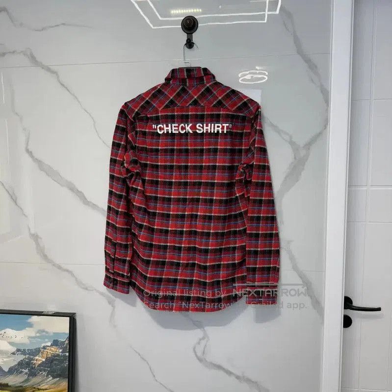 Off-White Red Check Long Sleeve Shirt .