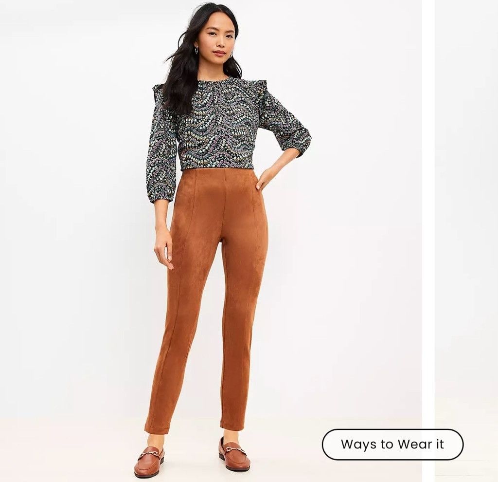 Loft LOFT | Faux Suede Leggings in Fresh Pumpernickel | Small Size 28" / US 6 / IT 42 - 12 Thumbnail