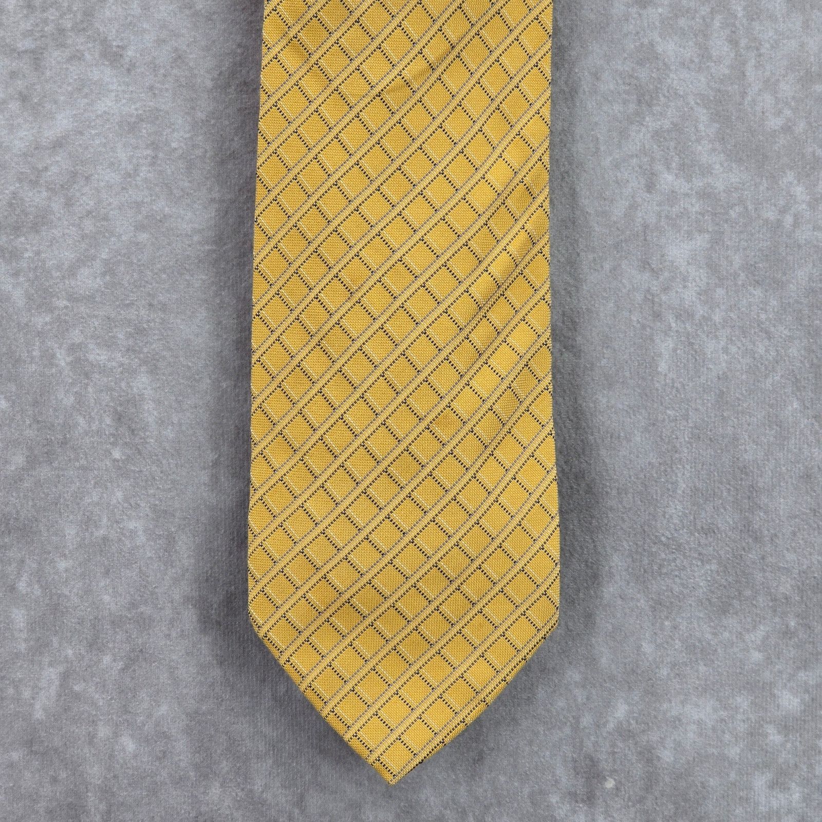 Barneys New York Barneys New York Yellow Plaid Stripe Italy Silk Neck Tie Size 30 - 1 Thumbnail