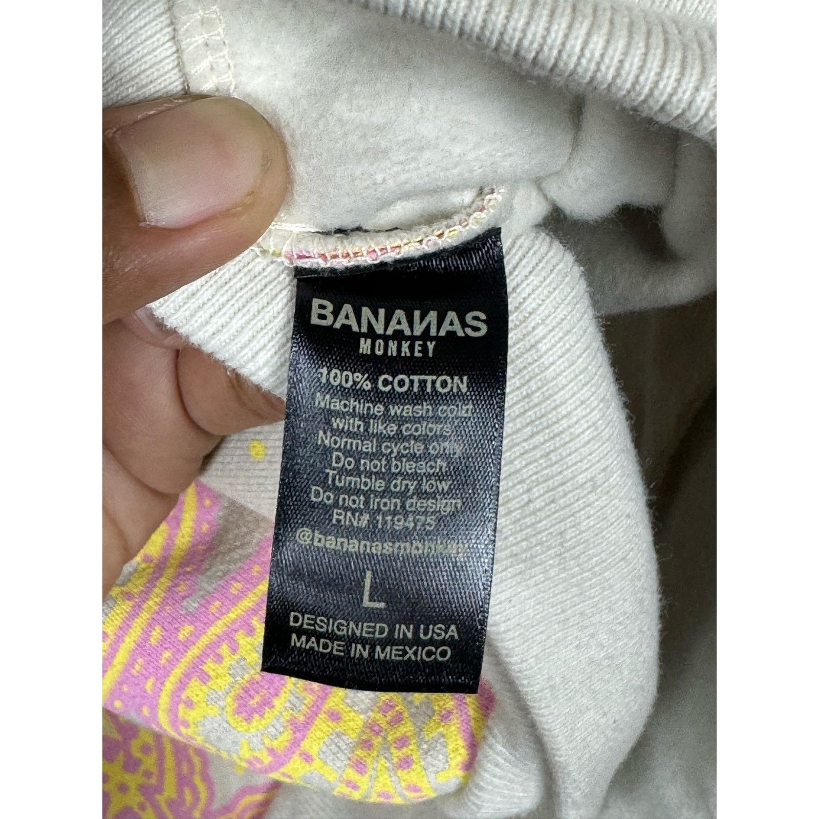 Unknown London Bananas Monkey Pink Yellow Paisley Pullover Hoodie Size L Size US L / EU 52-54 / 3 - 4 Thumbnail