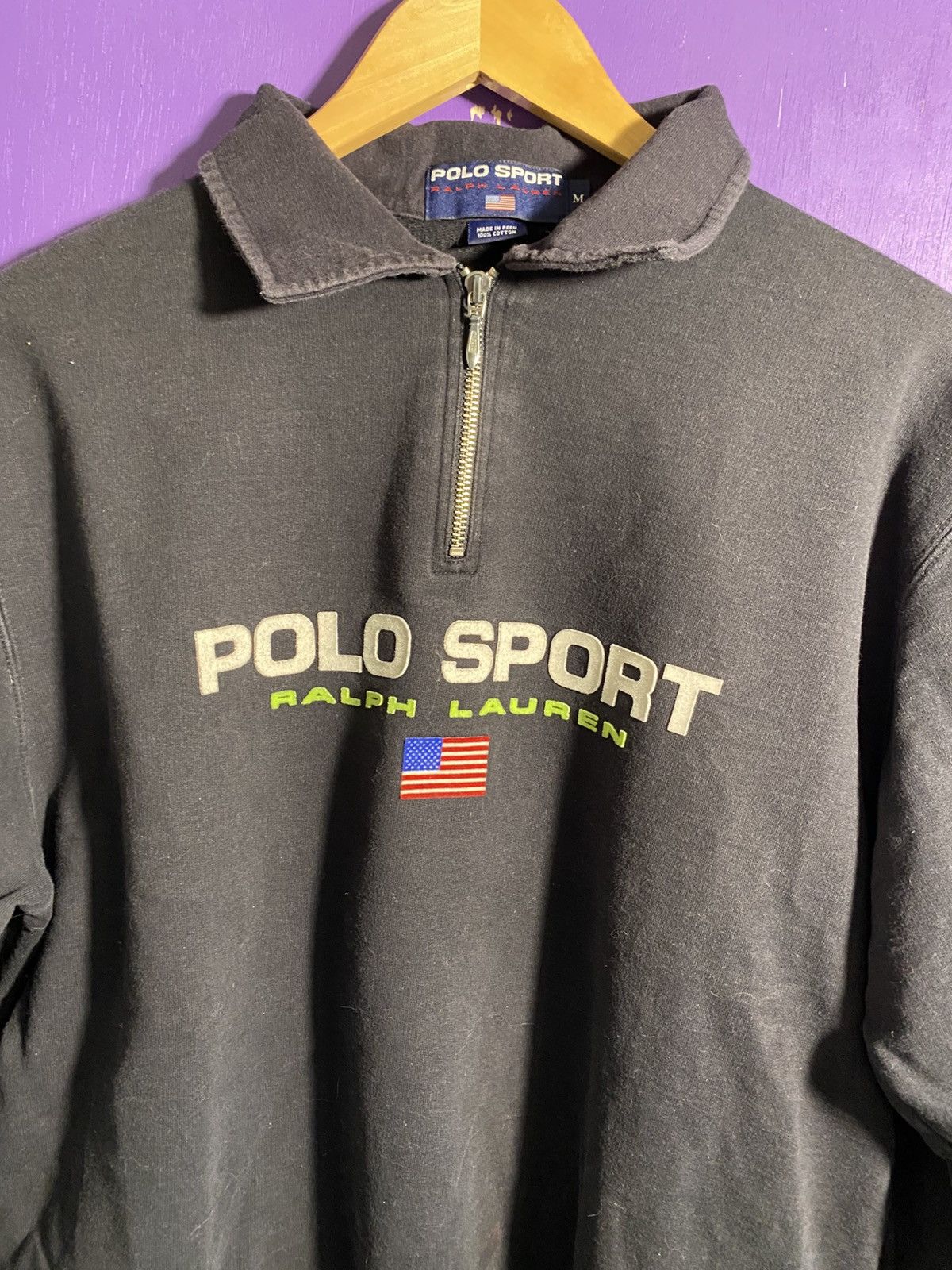 Polo Ralph Lauren Vintage 90s Polo sport quarterzip logo sweatshirt Size US M / EU 48-50 / 2 - 3 Thumbnail