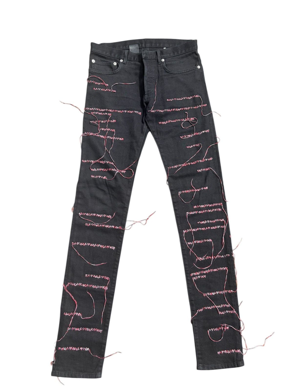 Dior × Kris Van Assche Dior Homme SS17 Red Stitch Punk Jeans | Grailed
