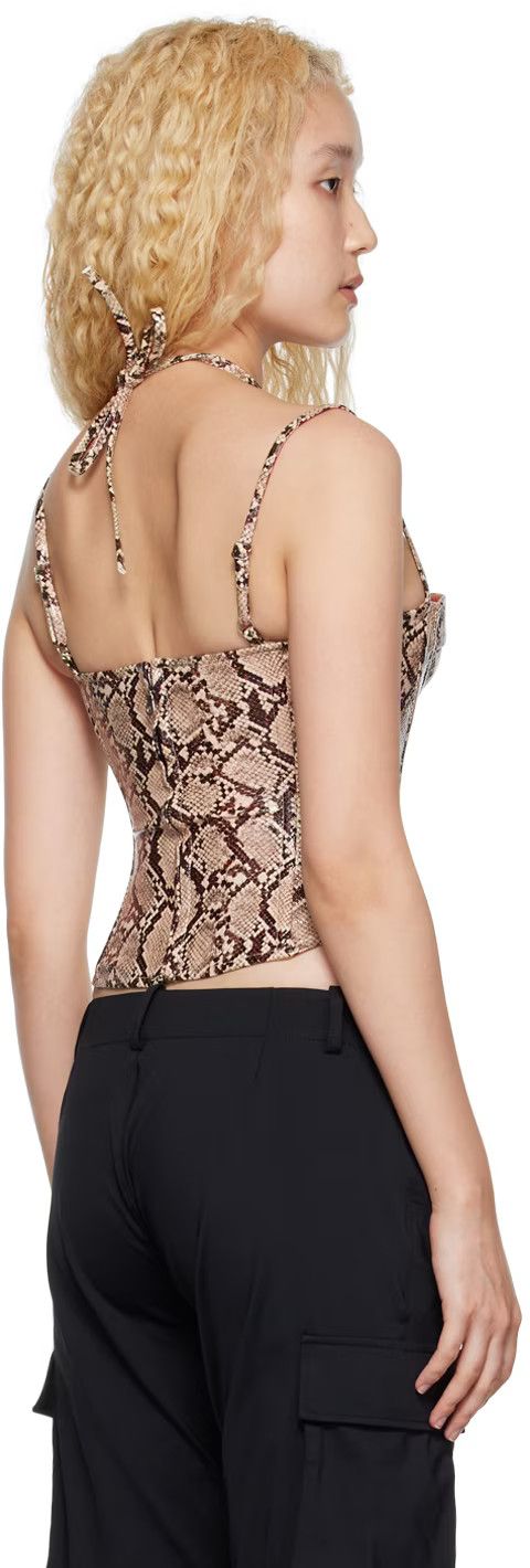 Miaou o1mle0425 Aphex Corset Tank Top Beige Python Size XL / US 12-14 / IT 48-50 - 3 Thumbnail