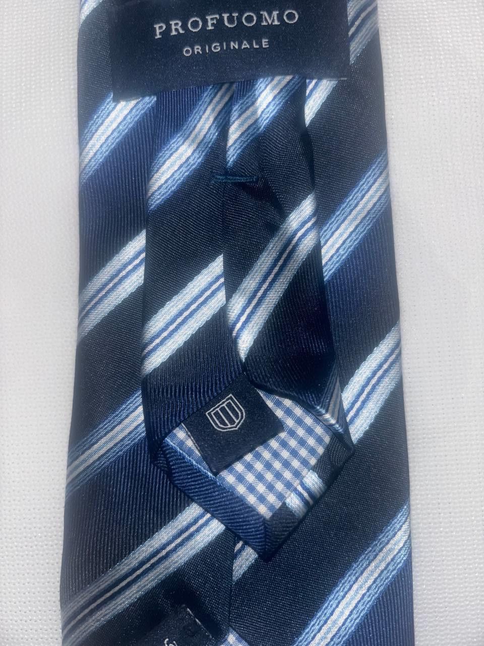 Vintage Men's tie made of 100% silk Profuomo tie blue made in Italy Size ONE SIZE - 6 Thumbnail