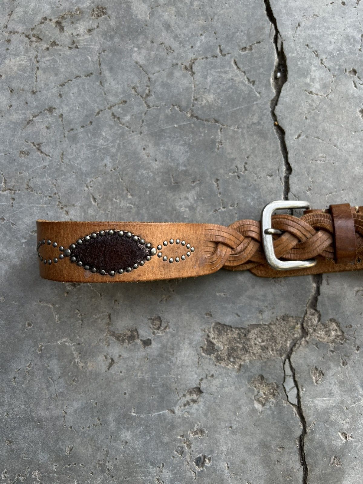Leather SOLD* Vintage Studded Leather Belt Size 34 - 3 Thumbnail