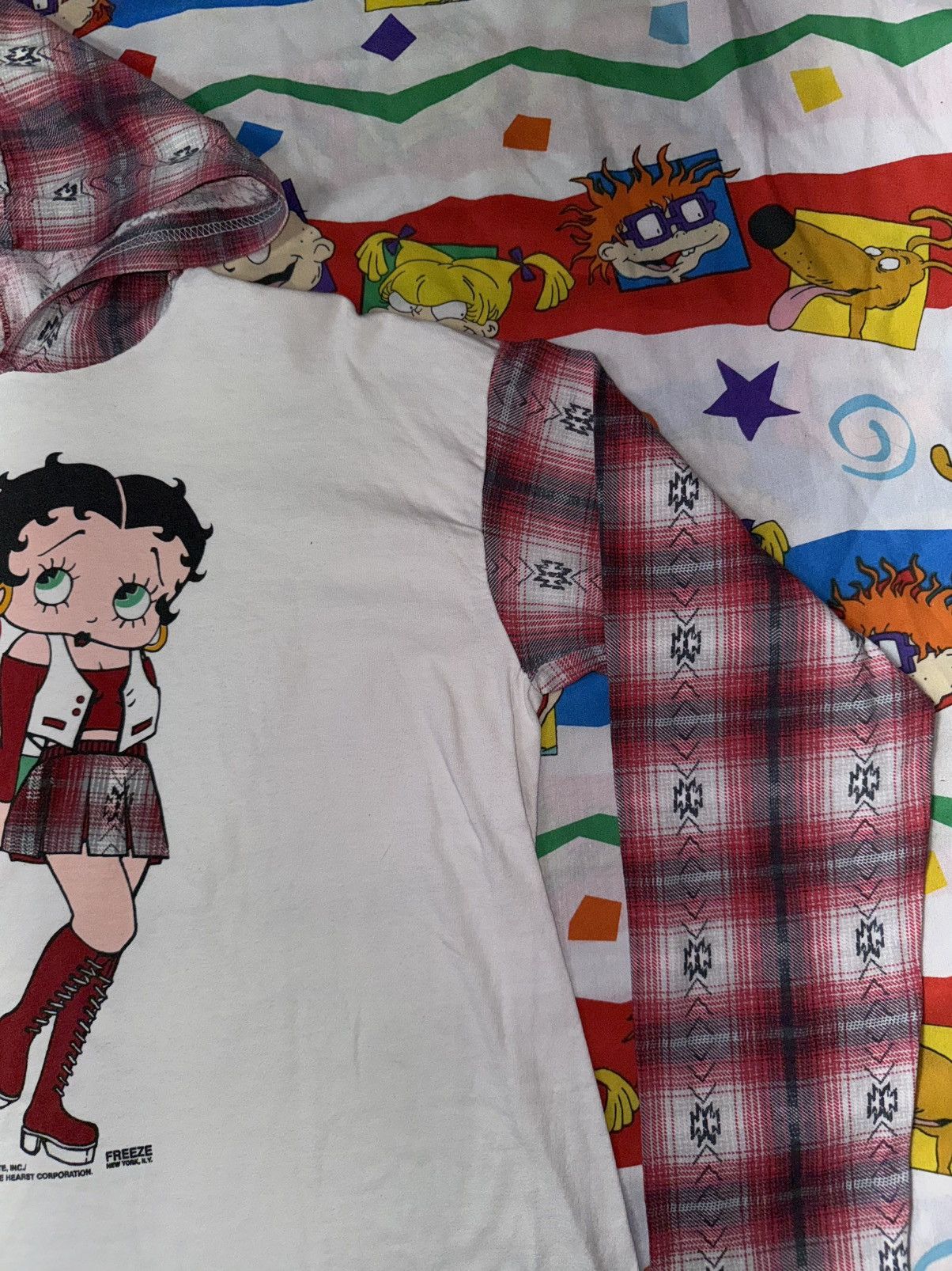 Other Vintage 90s Betty Boop Plaid Aztec Print Long-Sleeve Hoodie Size M / US 6-8 / IT 42-44 - 4 Thumbnail
