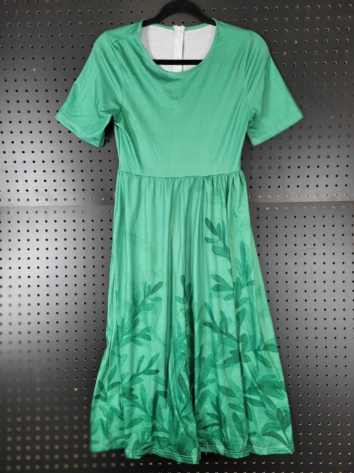 Unknown London Charming Green Midi Dress with Leaf Print - Small Size S / US 4 / IT 40 - 1 Thumbnail