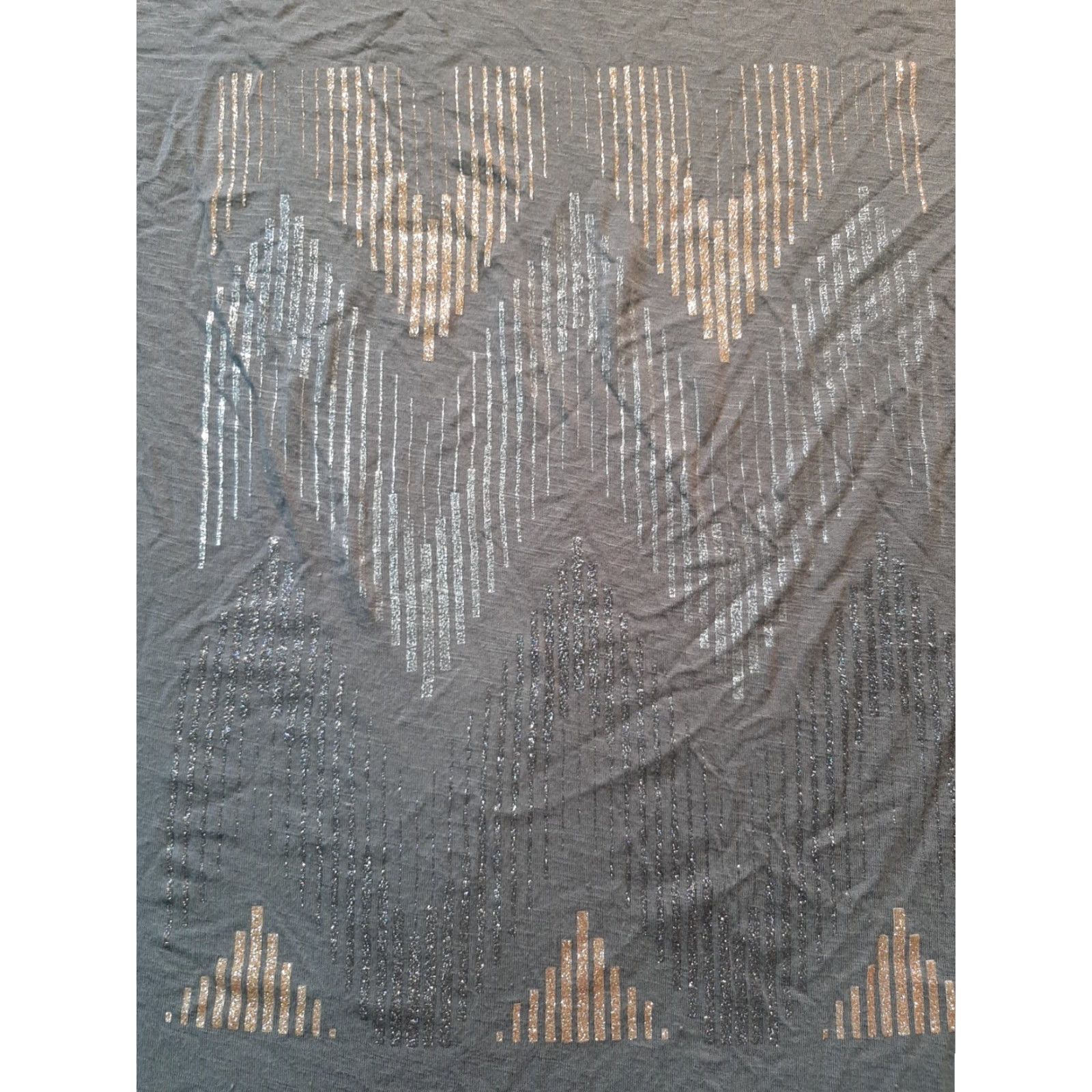 Apt. 9 Apt. 9 Womens Shirt Short Sleeve Medium M Gray Top Sparkly Zig Zag design Size M / US 6-8 / IT 42-44 - 2 Thumbnail