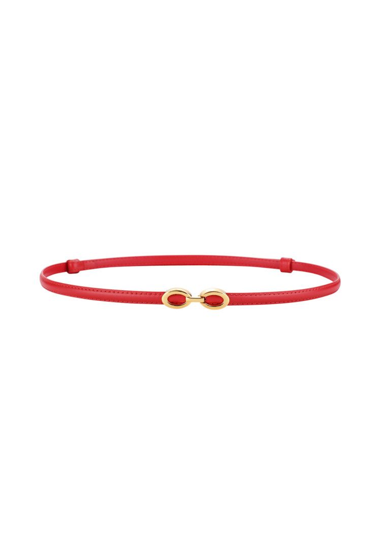 Other Red Women's Leather Belts with Gold Buckle Belt Size ONE SIZE - 2 Thumbnail
