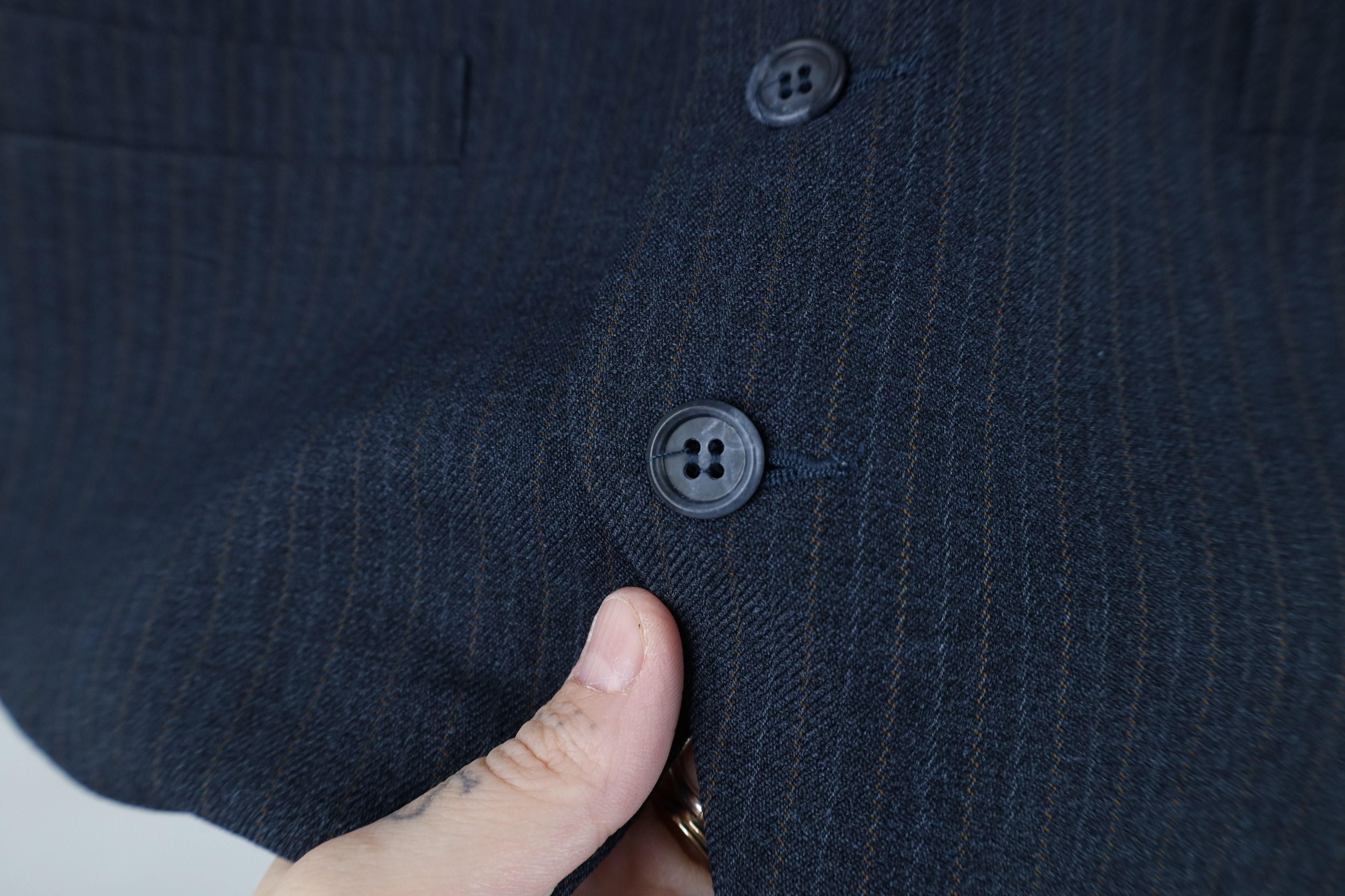 Vintage Vintage 90s Pinstriped Knit Suit Vest Jacket Navy Blue USA Size US L / EU 52-54 / 3 - 4 Thumbnail