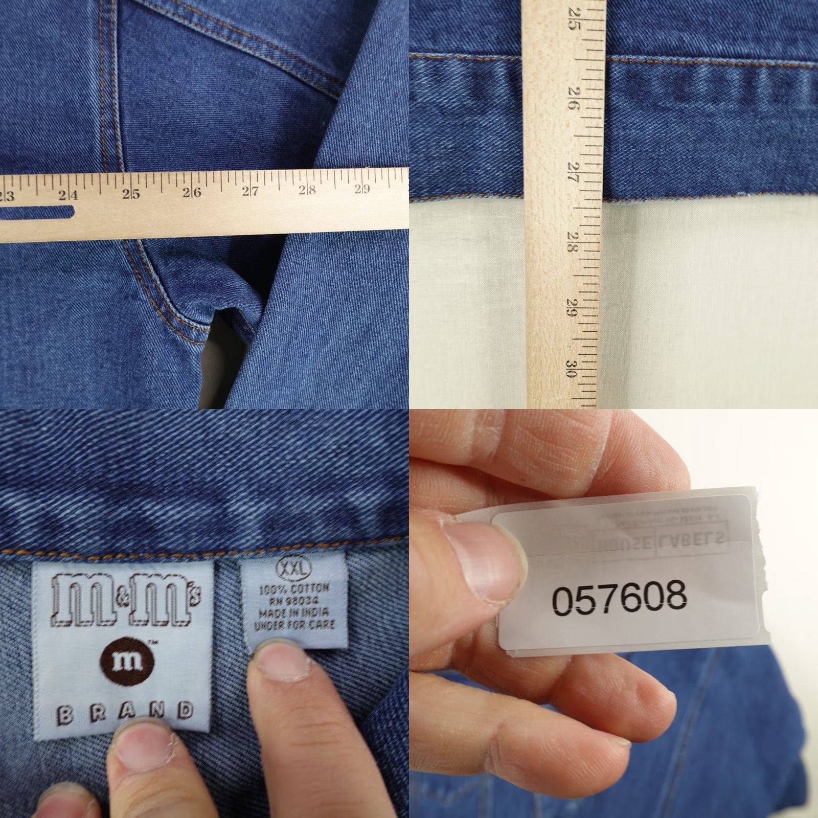 Denime Vintage M&Ms Jacket Mens XXL Blue Denim Button Up Trucker Coat Lau Vegas Size US 39 - 8 Thumbnail