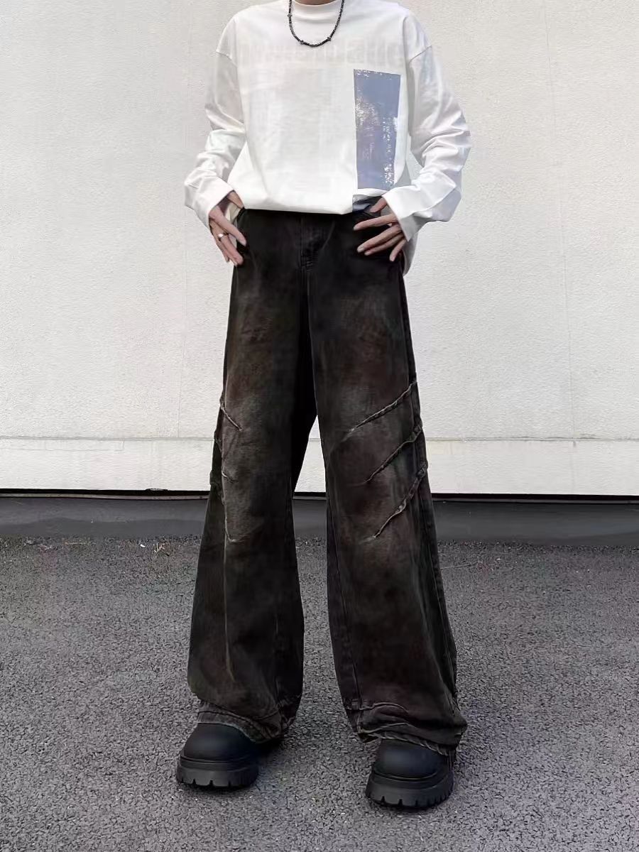 Japanese Brand × Jean Vintage Dirty Dye Aged Paw Print Baggy Jeans Size US 34 / EU 50 - 1 Thumbnail