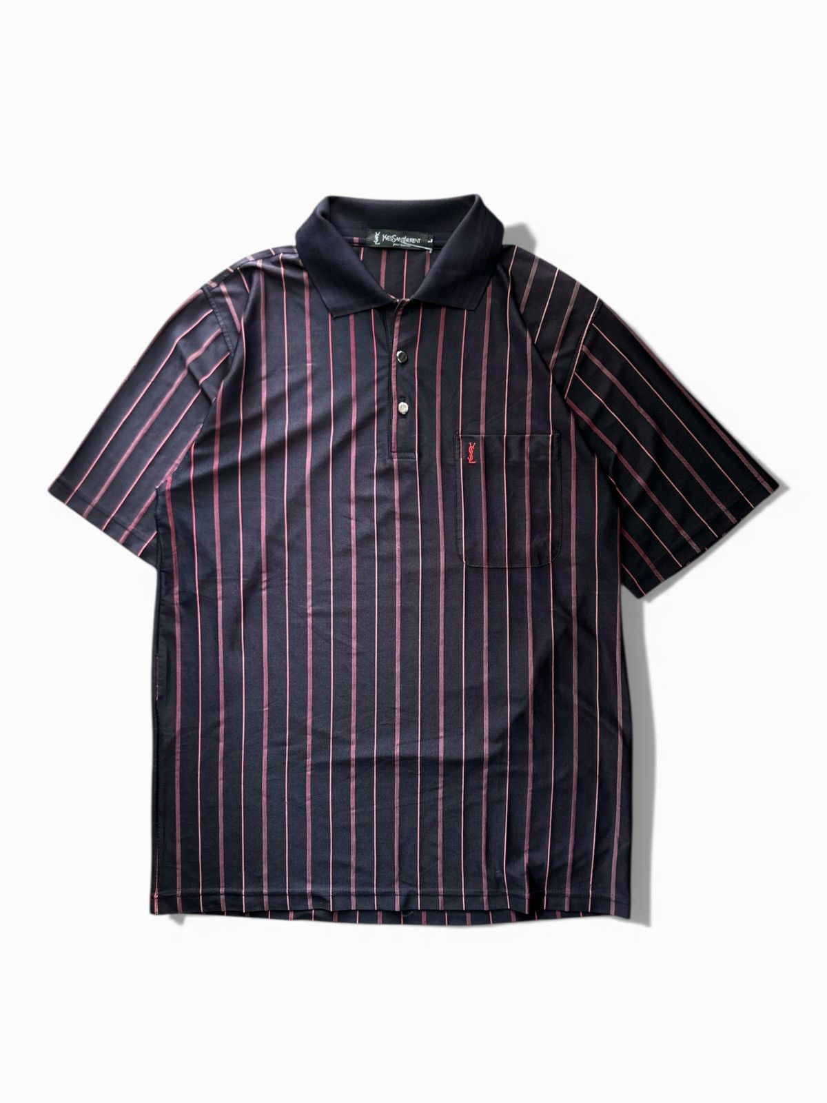 Yves Saint Laurent Vintage Yves Saint Laurent Pour Homme Striped Polo Shirt Size US L / EU 52-54 / 3 - 1 Thumbnail