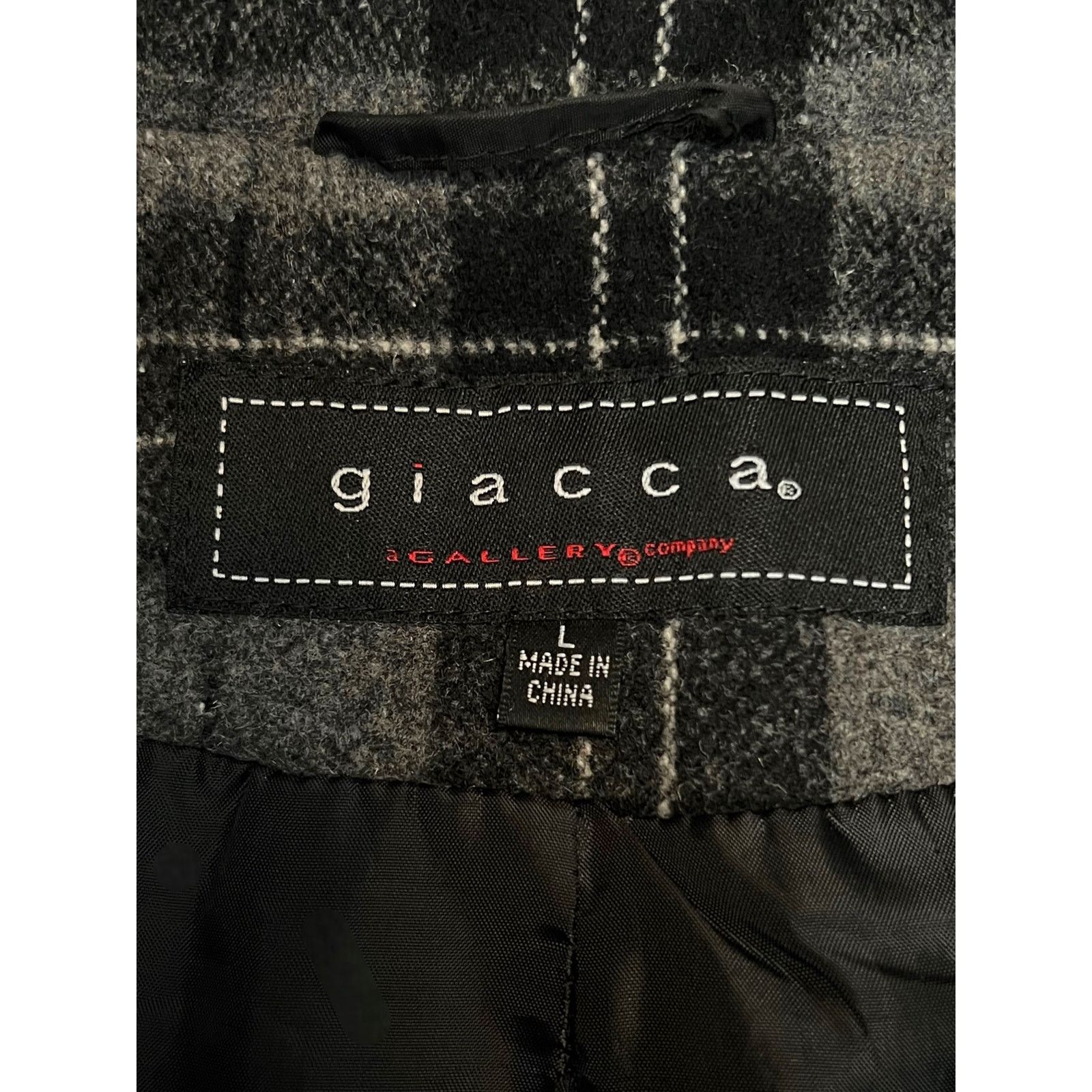 Other Giacca Women Plaid Wool Blend Peacoat Jacket Large Gray Coat Size L / US 10 / IT 46 - 3 Thumbnail
