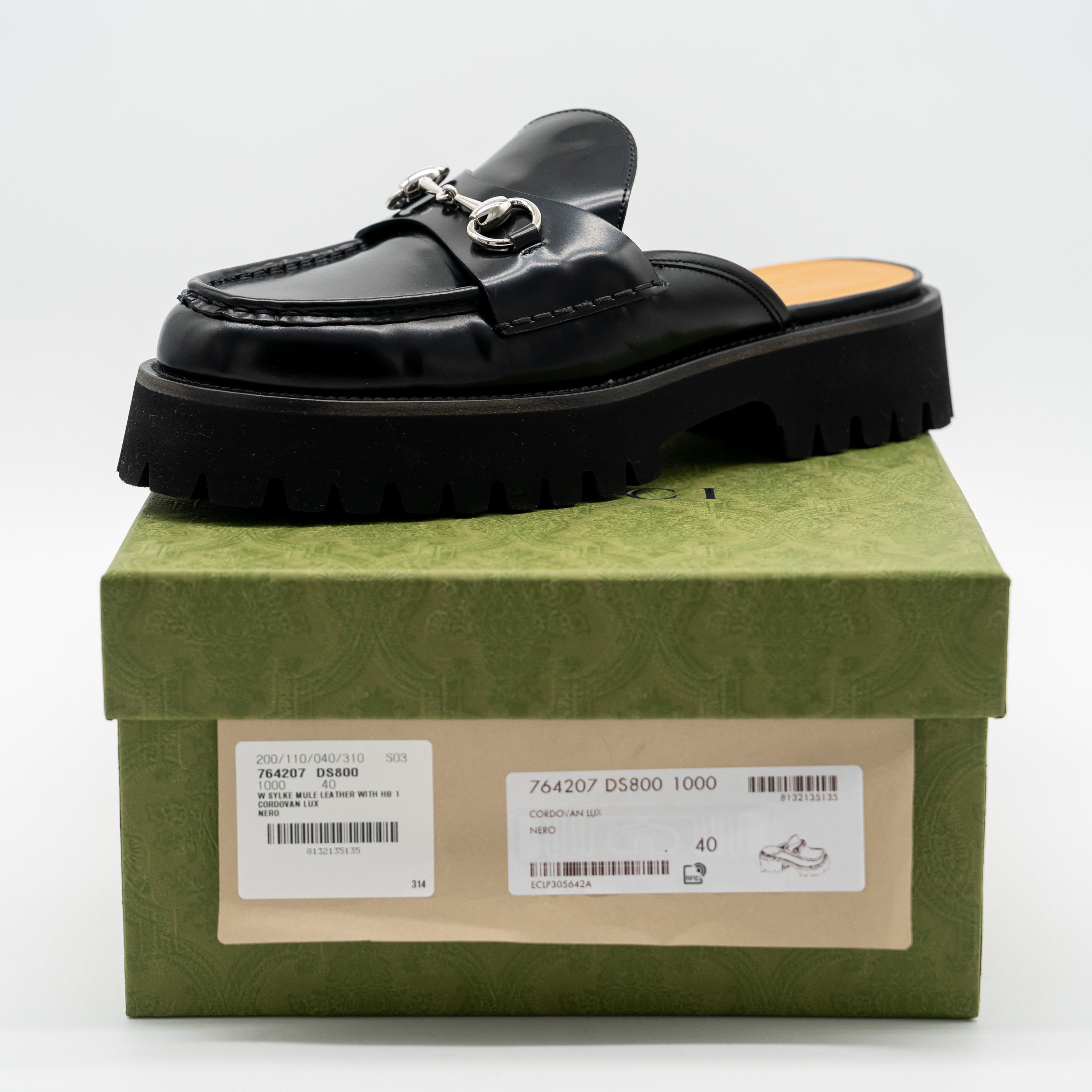 Gucci 40G Gucci Mules Platform Horsebit Black Leather Lug Sole Size US 10 / IT 40 - 11 Thumbnail