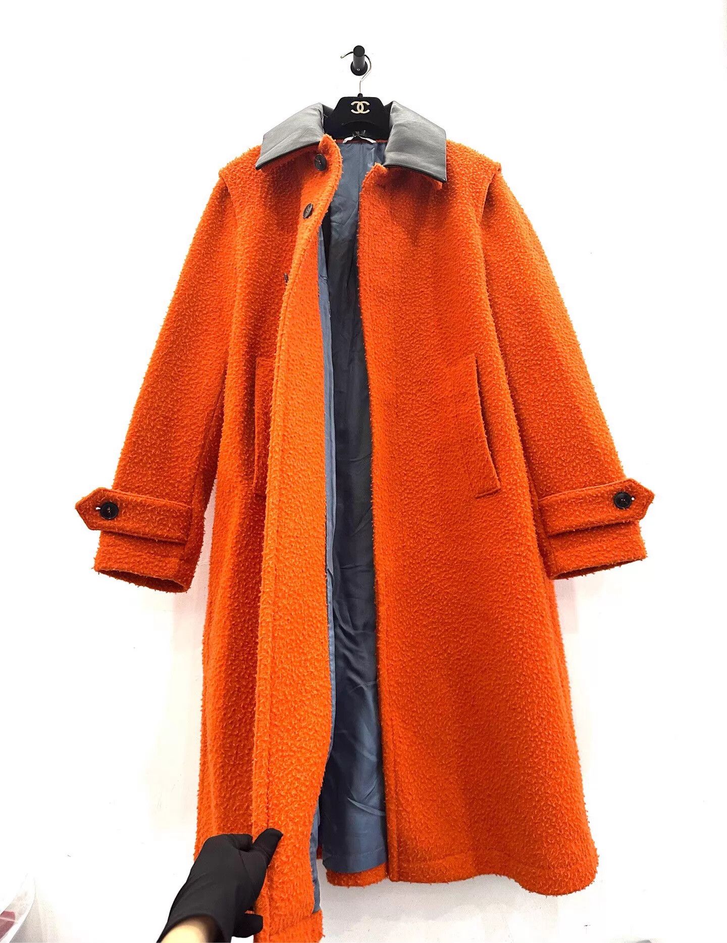 Valentino Valentino Orange Wool Leather Panel Men's Overcoat Size 50 Size US M / EU 48-50 / 2 - 3 Thumbnail