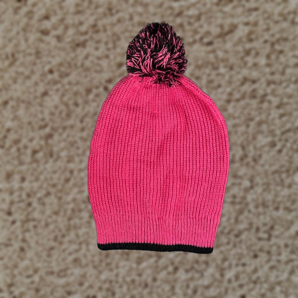 Pinko Beanie Toque Women One Size Pink Black Knit 100% Acrylic Ski Pom Outdoor Size ONE SIZE - 1 Thumbnail