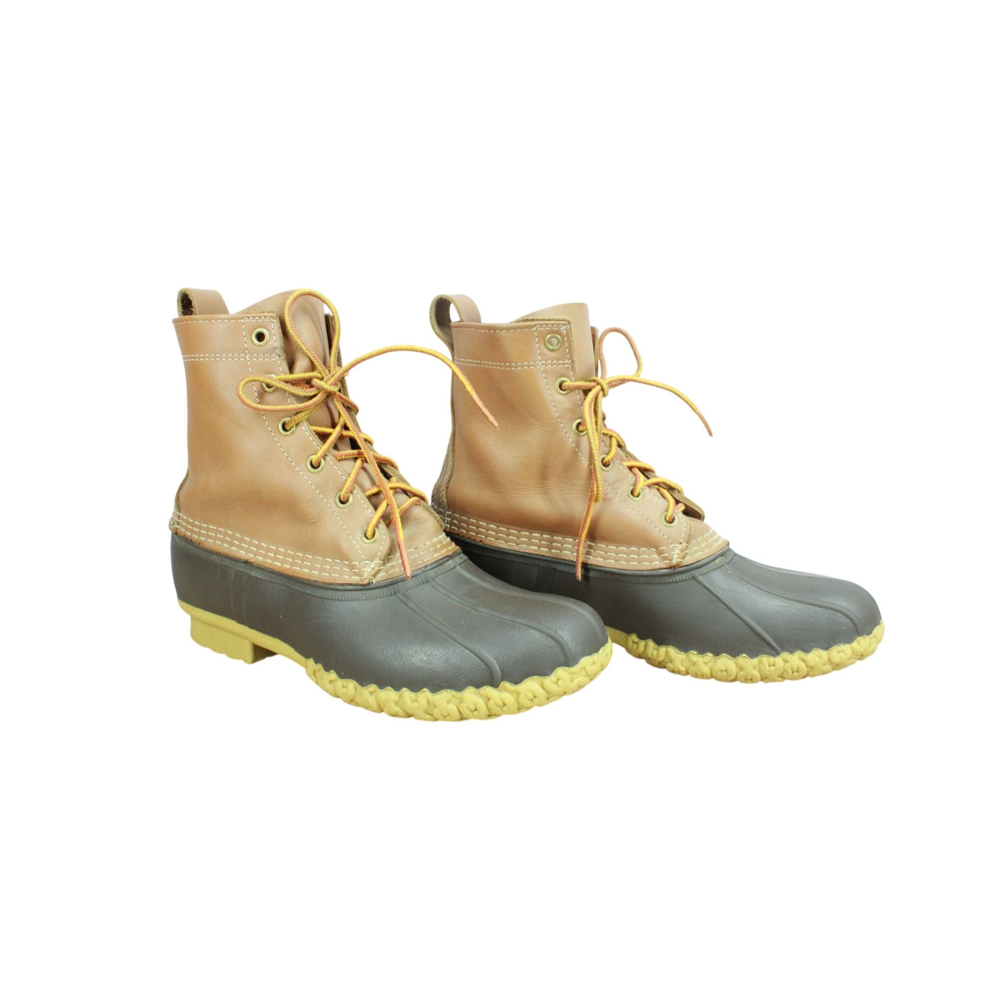 Leather LL Bean Women's Leather 8" Lace Up Unlined Ankle Duck Boots Size US 10 / IT 40 - 3 Thumbnail