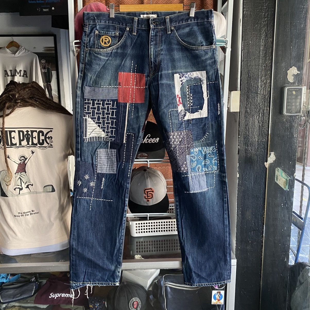 Bape Bape head crown jeans custom made boro sashiko Size US 38 / EU 54 - 2 Thumbnail