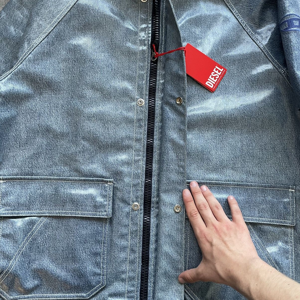 Diesel D-Sury Giacca Raincoat Denim Jacket Size US XL / EU 56 / 4 - 13 Thumbnail