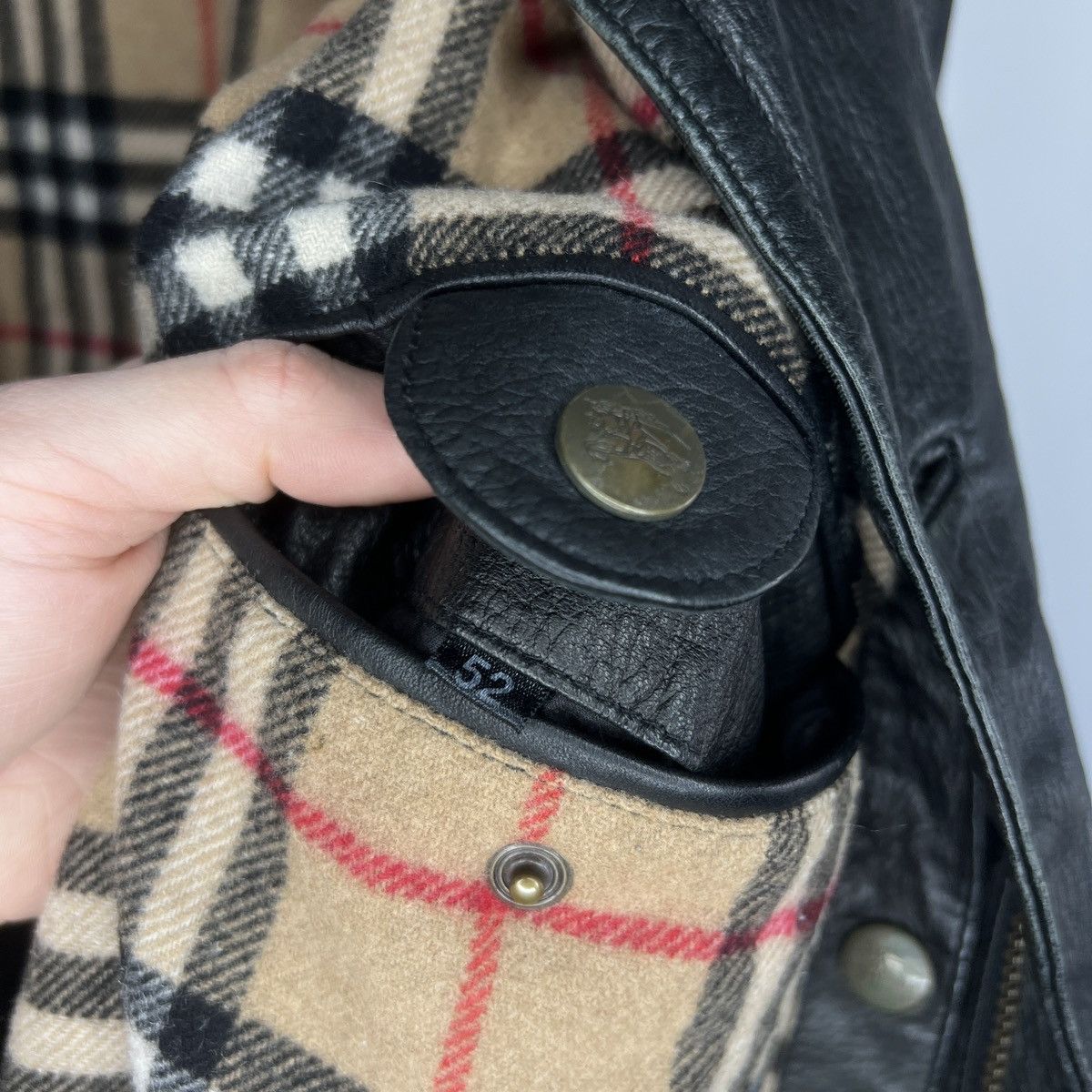 Burberry Burberrys Leather Jacket Coat Black Classic Nova Check Size US XL / EU 56 / 4 - 13 Thumbnail
