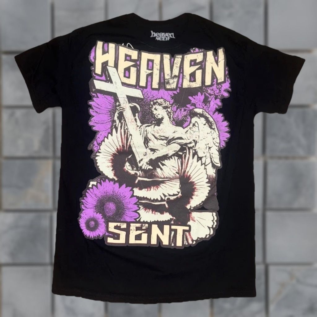 Vintage VINTAGE Heaven Sent Angel Graphic T-Shirt Gothic Black S Mens Size US S / EU 44-46 / 1 - 1 Thumbnail