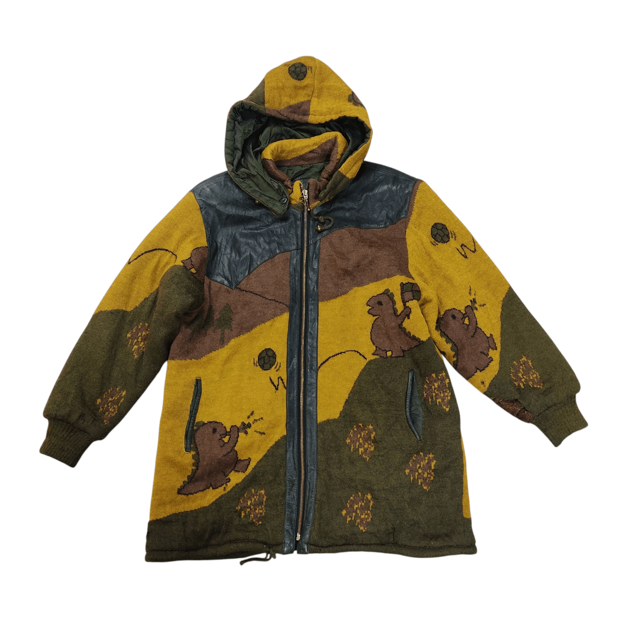 Japanese Brand Vintage Paper Plane Knit & Leather Hooded Parka Jacket Size US L / EU 52-54 / 3 - 3 Thumbnail