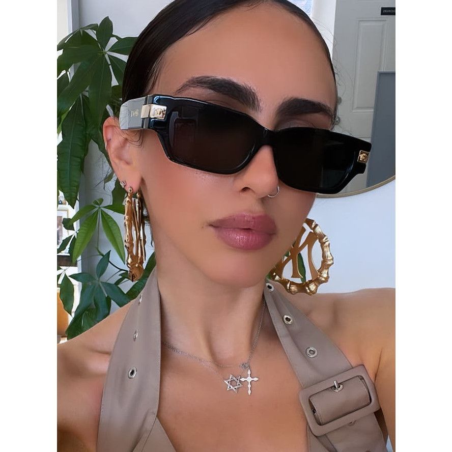 image of New Versace Ve4465 Black Gold Square Sunglasses, Men's