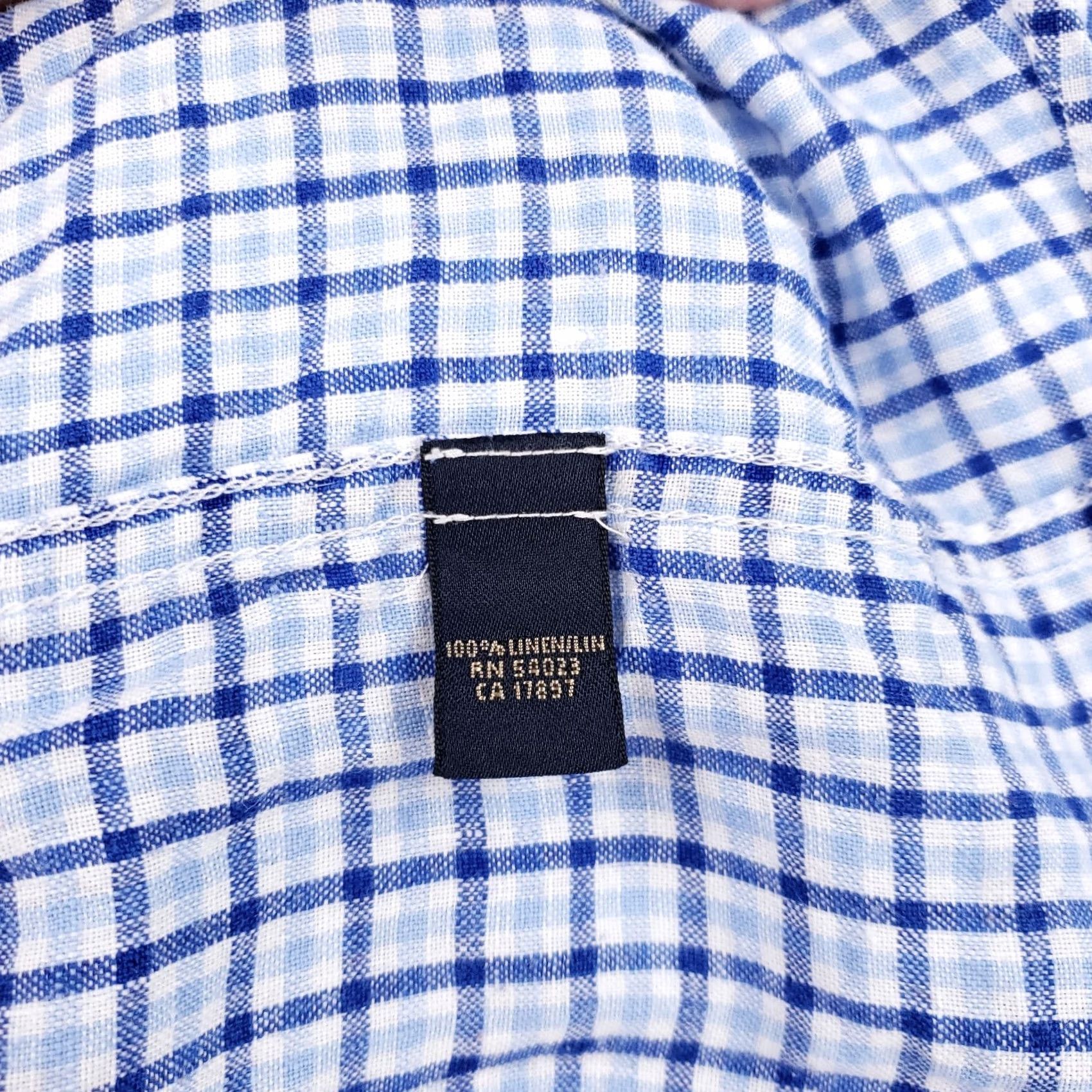Banana Republic Banana Republic Button-Up Shirt Mens XL Blue Plaid Linen Long Sleeve Button-Up Collared Spread Neckline Casual Travel Size US XL / EU 56 / 4 - 7 Thumbnail