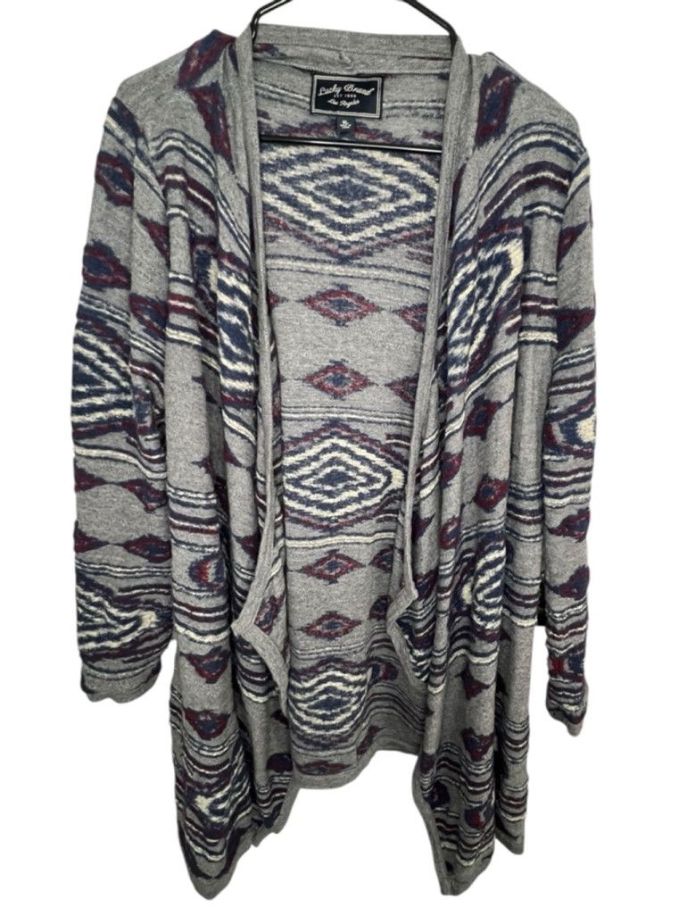Lucky Brand Lucky Brand Aztec Tribal Print Boho Draped Cardigan Sweater Size XL / US 12-14 / IT 48-50 - 1 Thumbnail