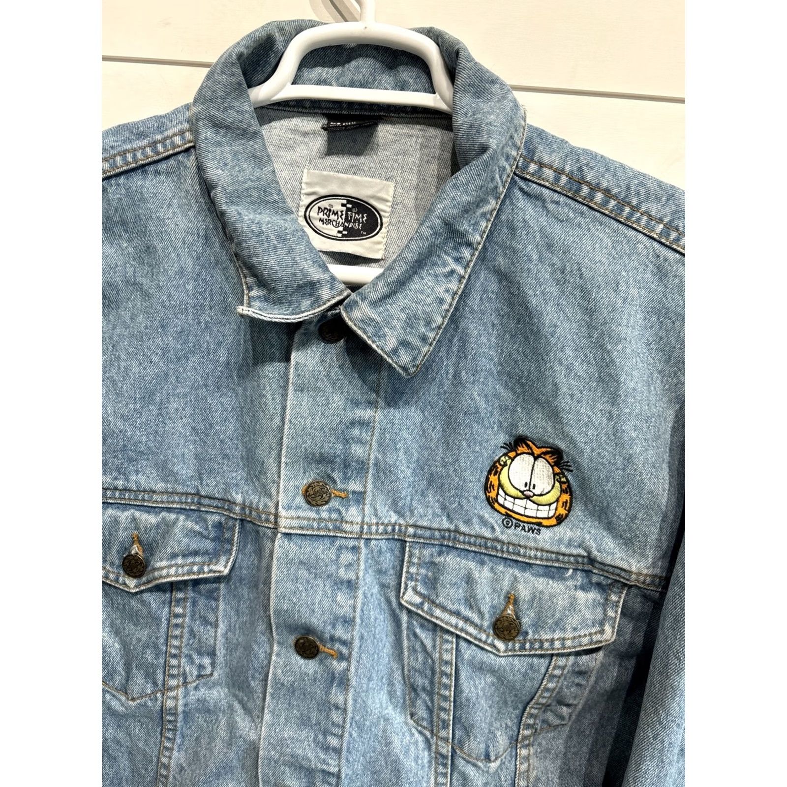 Vintage VINTAGE Garfield Prime Time Merchandise Denim Blue Jean Jacket Mens XL Bomber Jacket 90s Theme Size US 36 / EU 52 - 2 Thumbnail