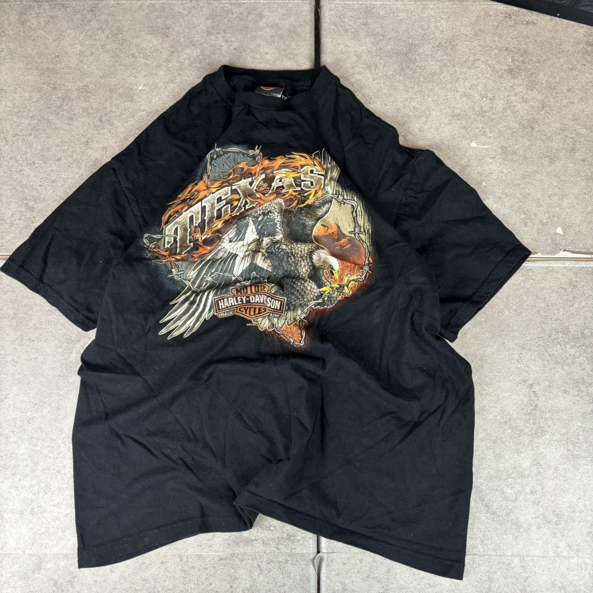 Harley Davidson Y2k black Harley Davidson texas eagle flames tshirt Size US XL / EU 56 / 4 - 1 Thumbnail