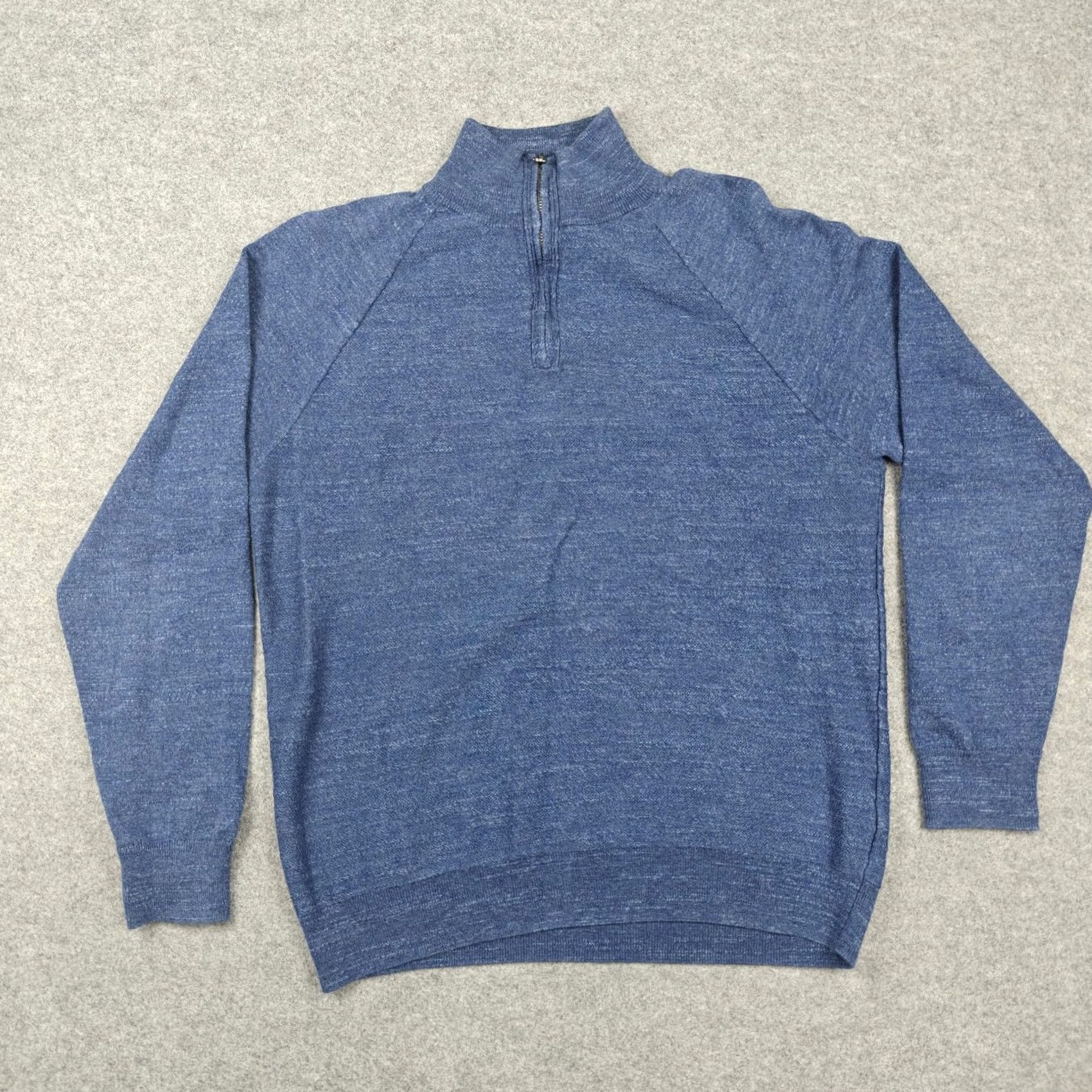 J.Crew VINTAGE J.CREW Sweater Mens L Blue 100% Cotton 1/4 Zip Mock Neck Knit Pullover Size US L / EU 52-54 / 3 - 2 Thumbnail