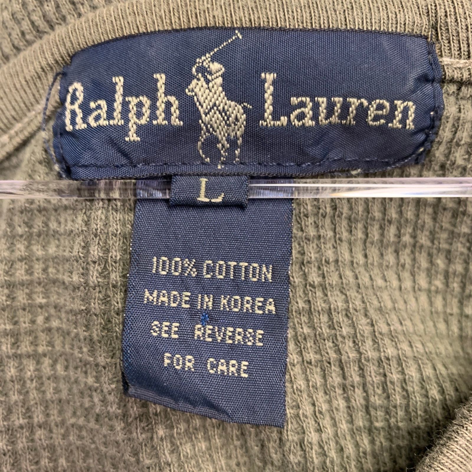 Ralph Lauren Size L Green Olive Cotton Waffle Knit Crew Neck Pullover Size L / US 10 / IT 46 - 4 Thumbnail