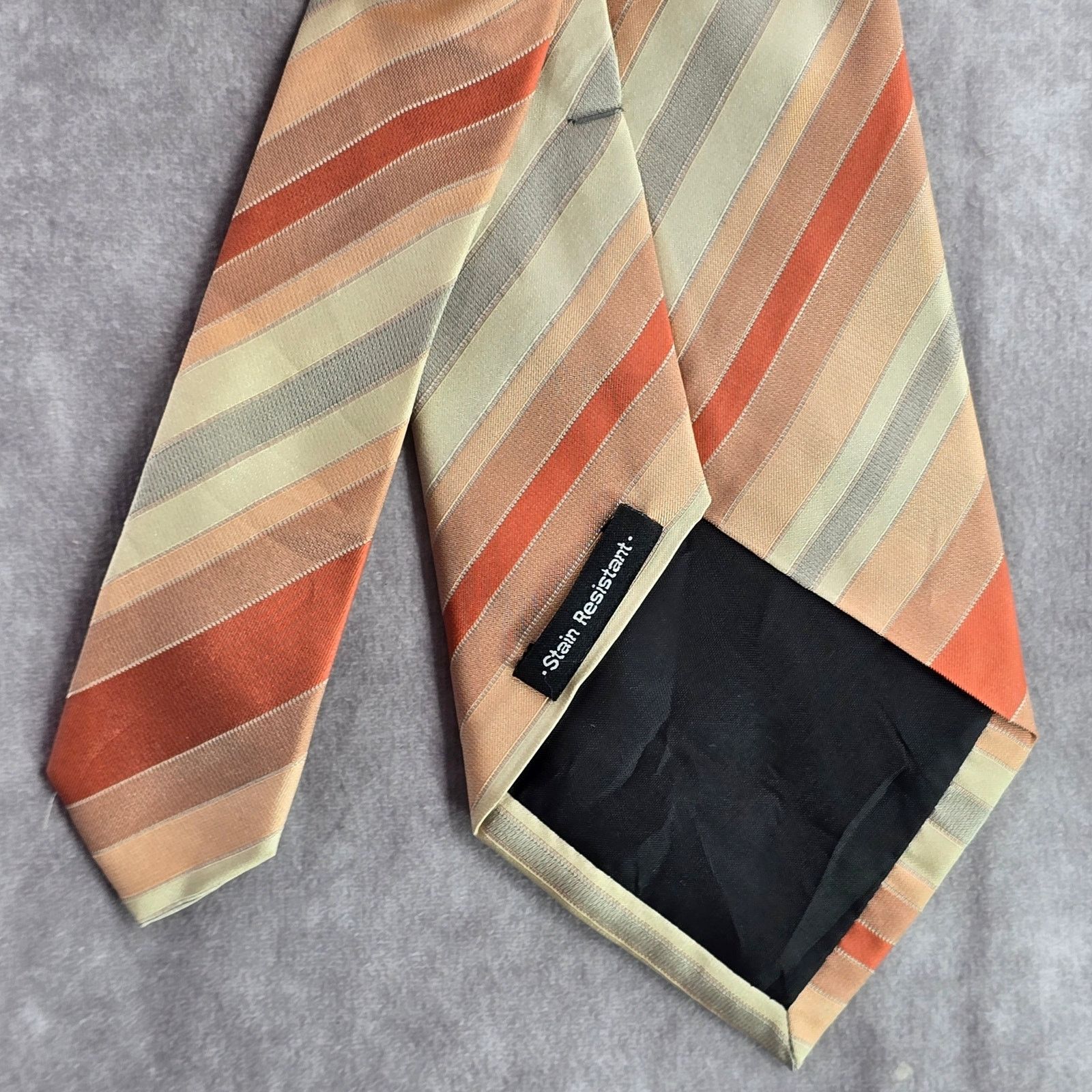 Van Heusen Van Heusen Orange Gray Stripe 100% Silk Men's Neck Tie NWOT Size 30 - 6 Thumbnail