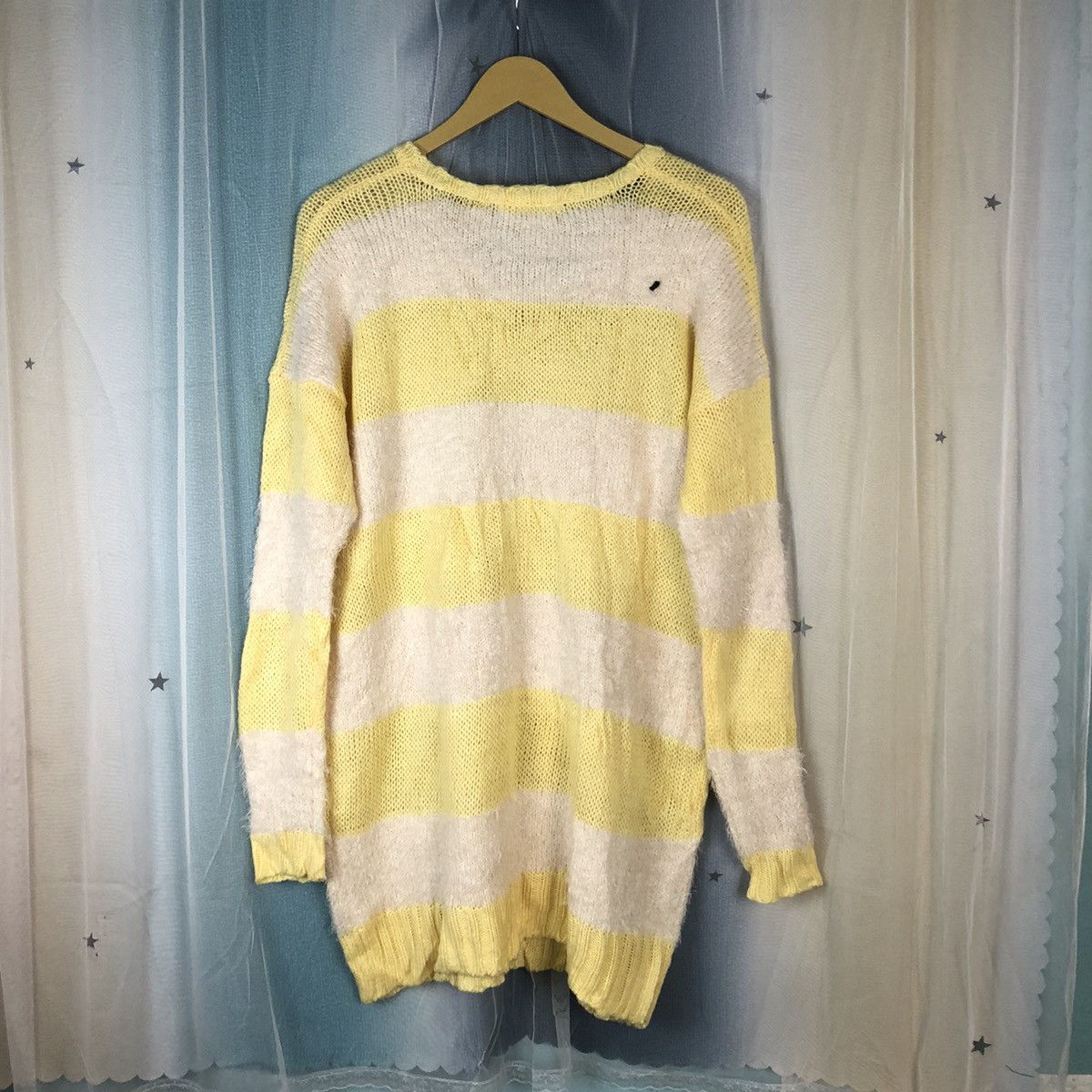 Aran Isles Knitwear × Japanese Brand × OVER THE STRiPES Oversized Colorata Yellow Stripe Mohair Knitwear #884 Size M / US 6-8 / IT 42-44 - 11 Thumbnail