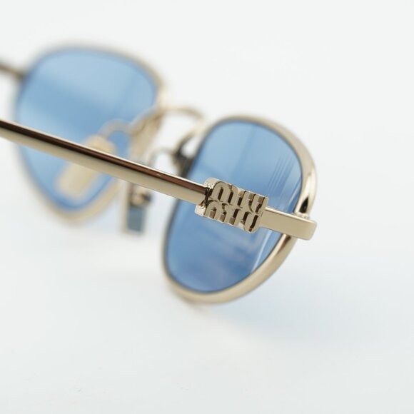 Miu Miu Miu Miu MUA52S ZVN60O Sunglasses Gold Cat Eye Frame, Blue Size ONE SIZE - 6 Thumbnail