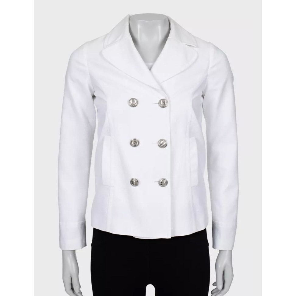 Gucci Gucci White Fitted Cotton Jacket Silver Buttons UK 12 L Size M / US 6-8 / IT 42-44 - 1 Thumbnail